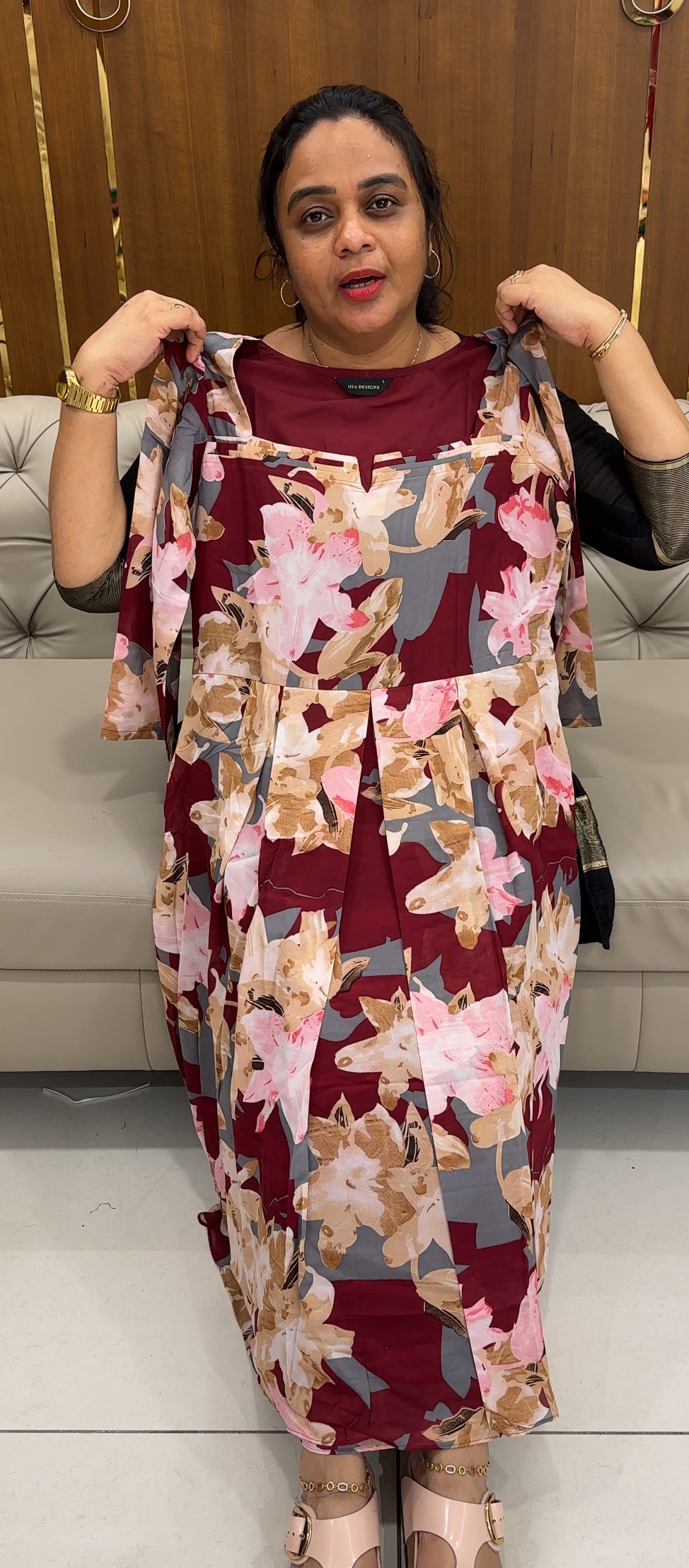 PRINTED GEORGETTE ALINE FROCKS - IHA 26818