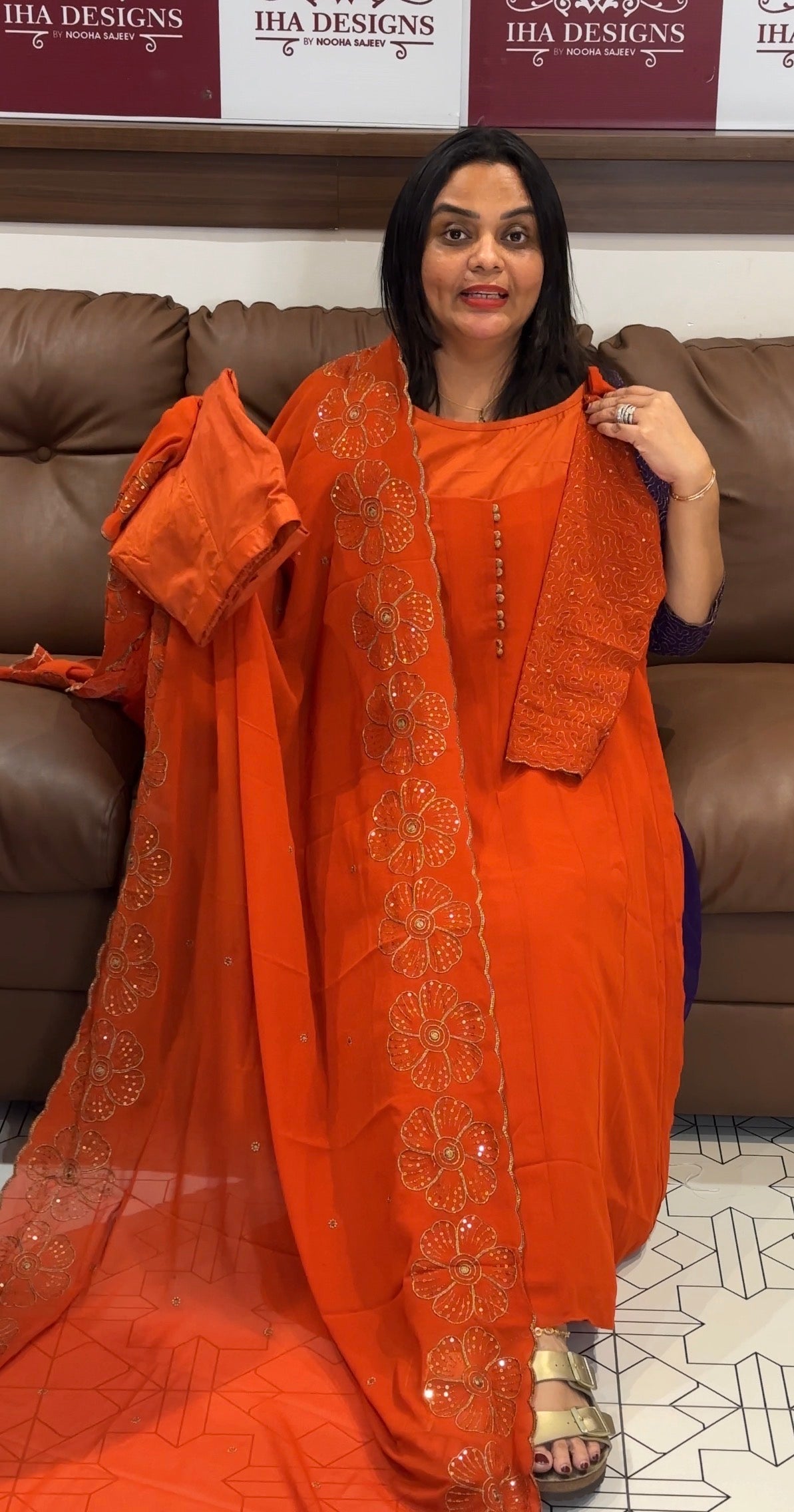 IHA'S IN-HOUSE ANARKALI TOP, BOTTOM AND DUPATTA - IHA 35093