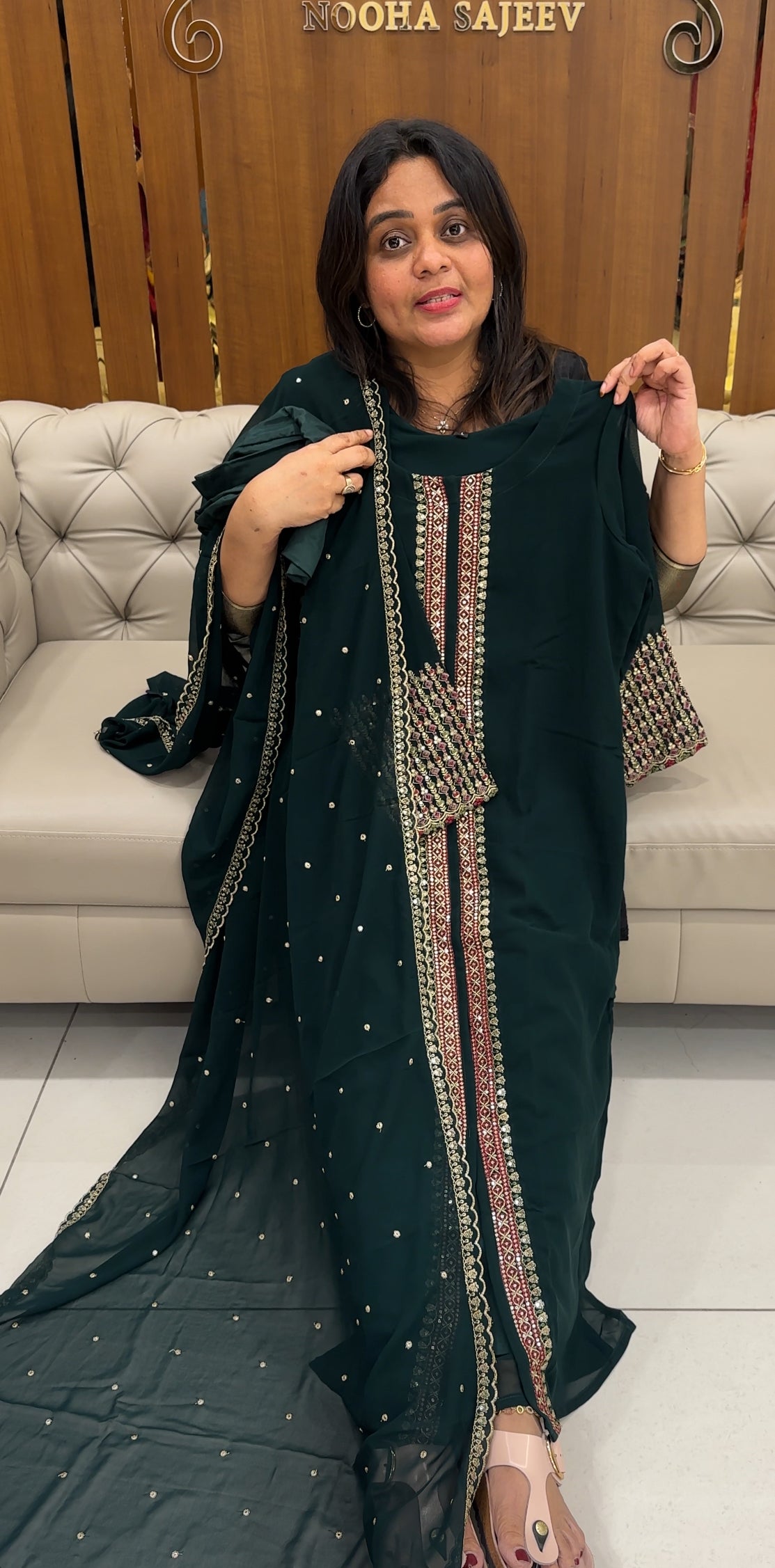 FAUX GEORGETTE TOP,BOTTOM AND DUPATTA - IHA 26711