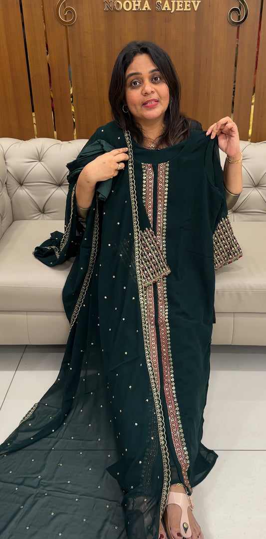 FAUX GEORGETTE TOP,BOTTOM AND DUPATTA - IHA 26711