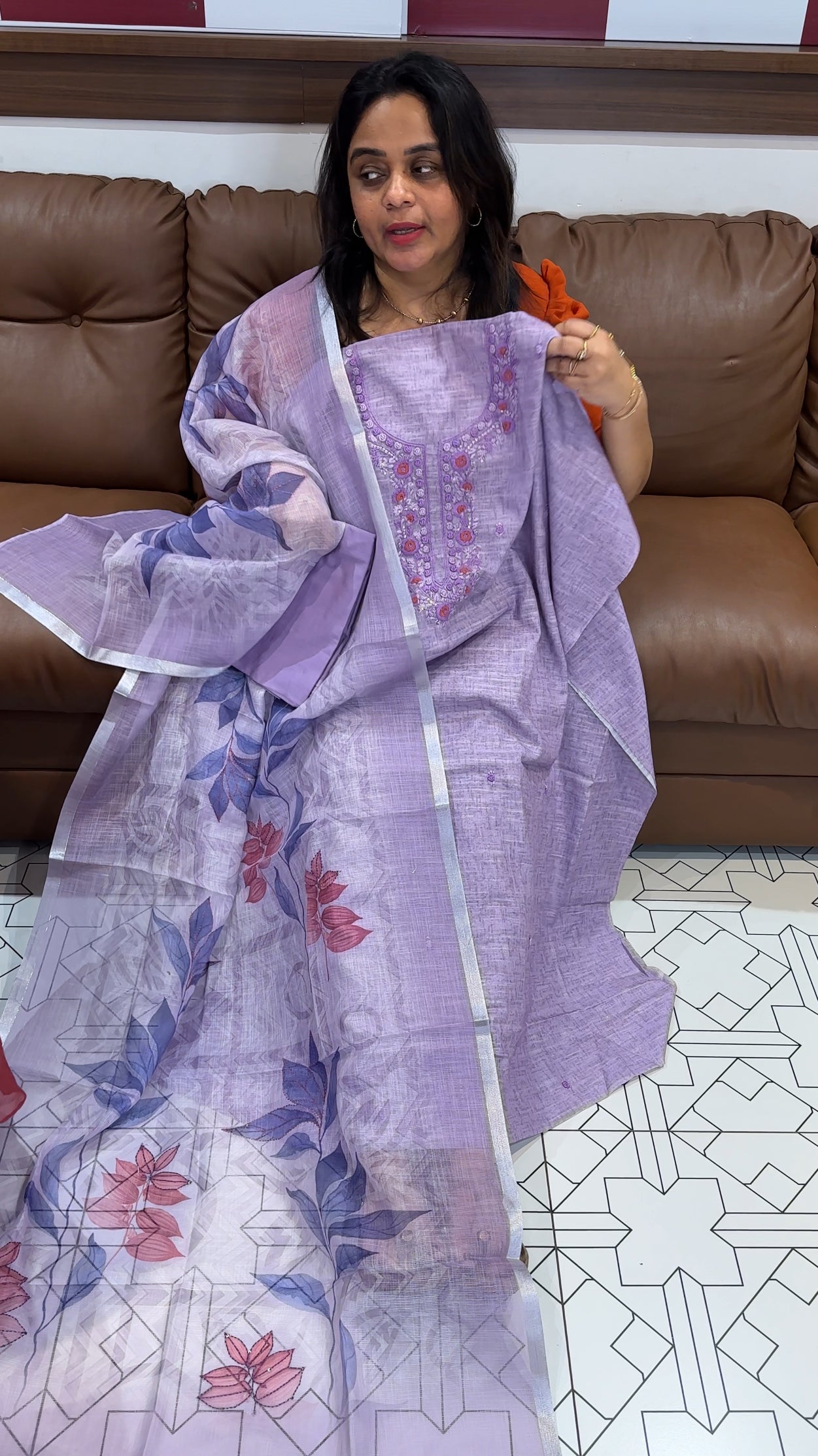 COTTON LINEN UNSTITCHED SALWAR SUITS - IHA 26459