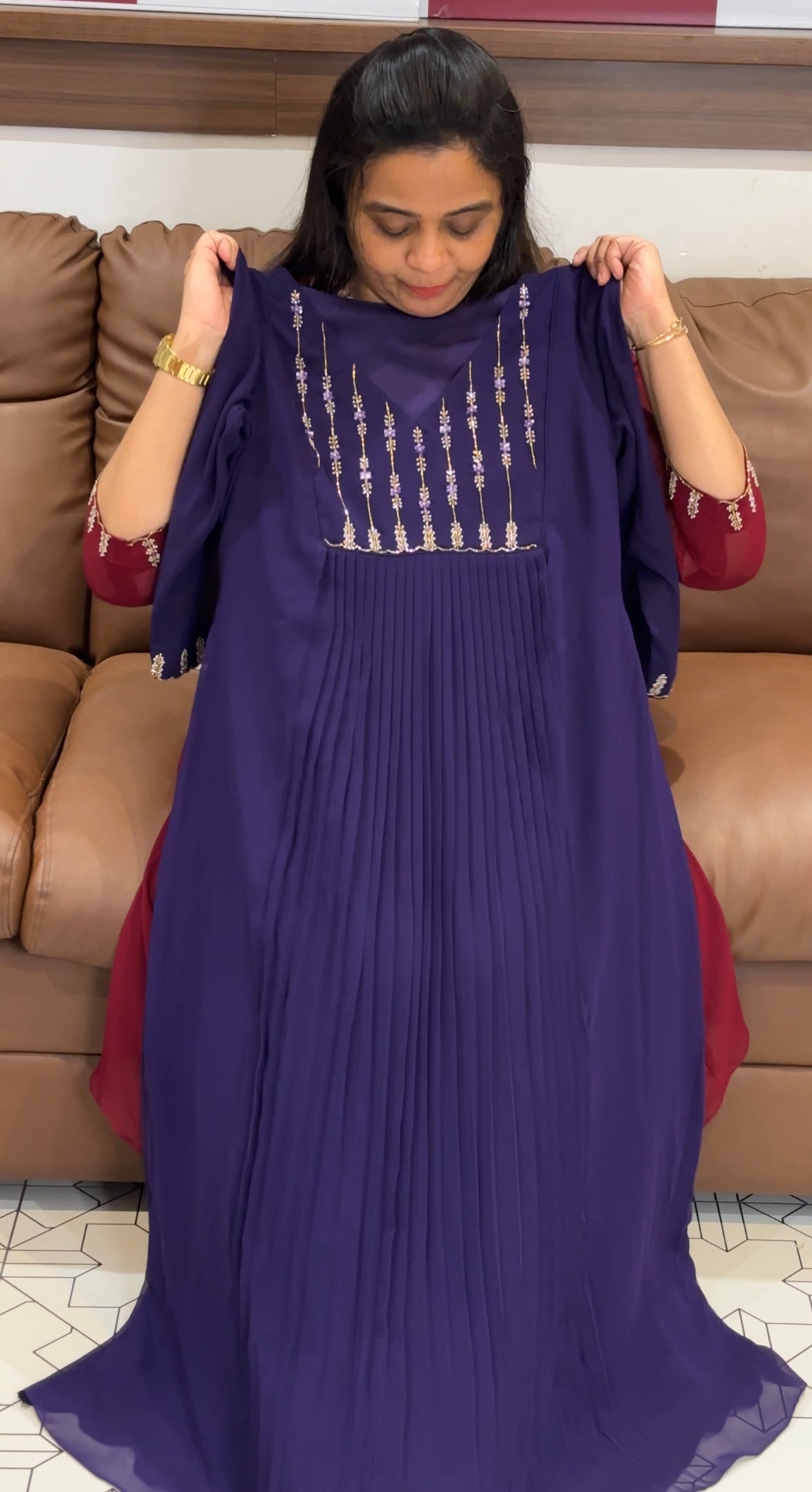 IHA'S IN-HOUSE HAND WORKED LONG A-LINE TOPS - IHA 28044