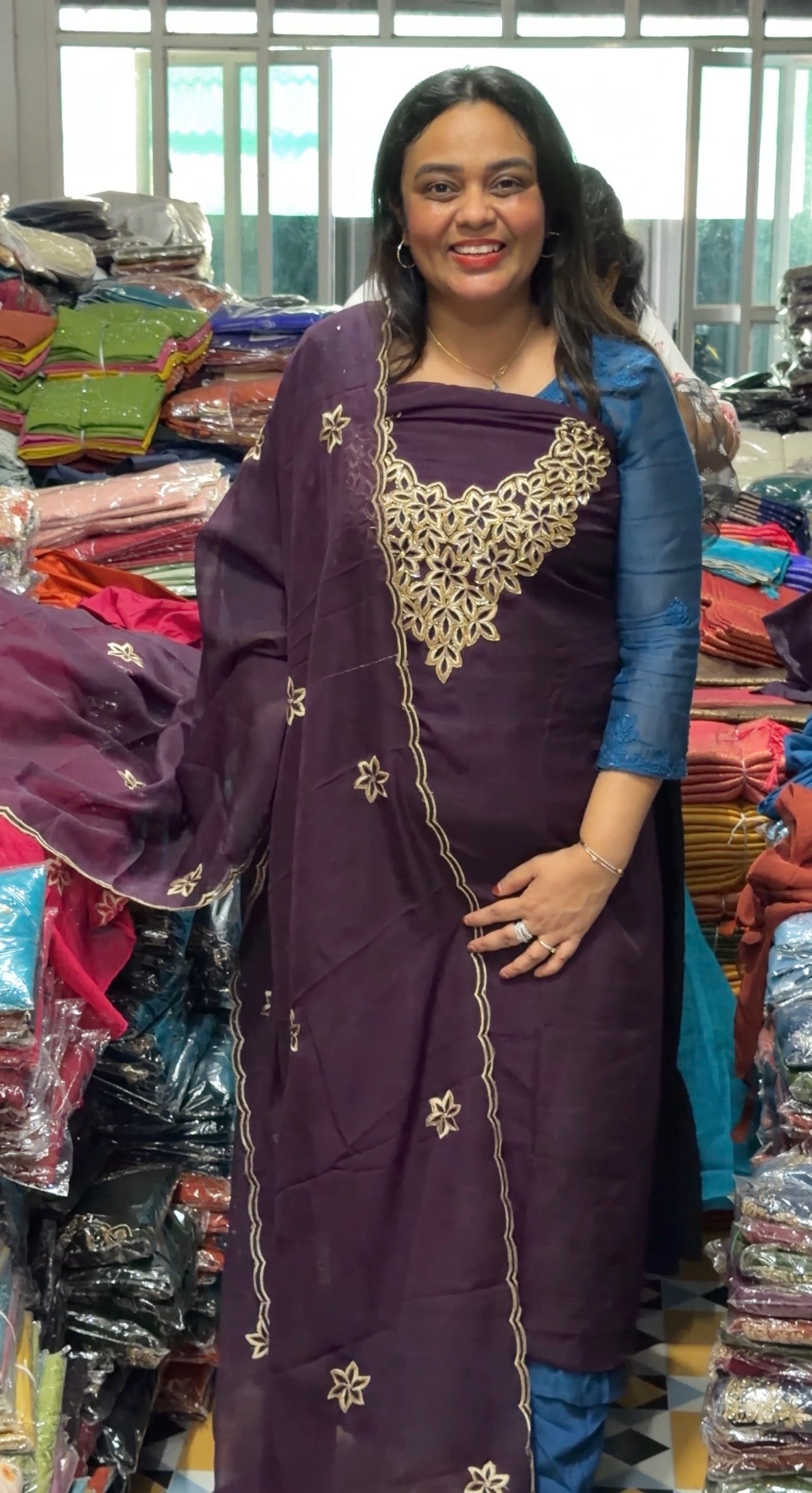 HAND CUT WORKED UNSTITCHED SALWAR SUITS - IHA 31166