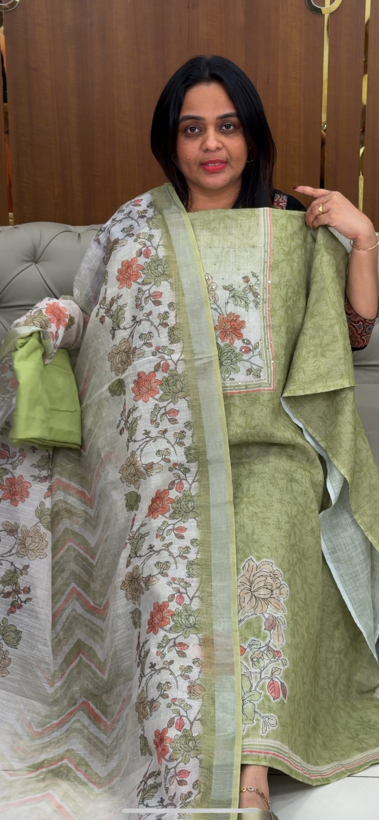 COTTON LINEN UNSTITCHED SALWAR SUITS - IHA 29762