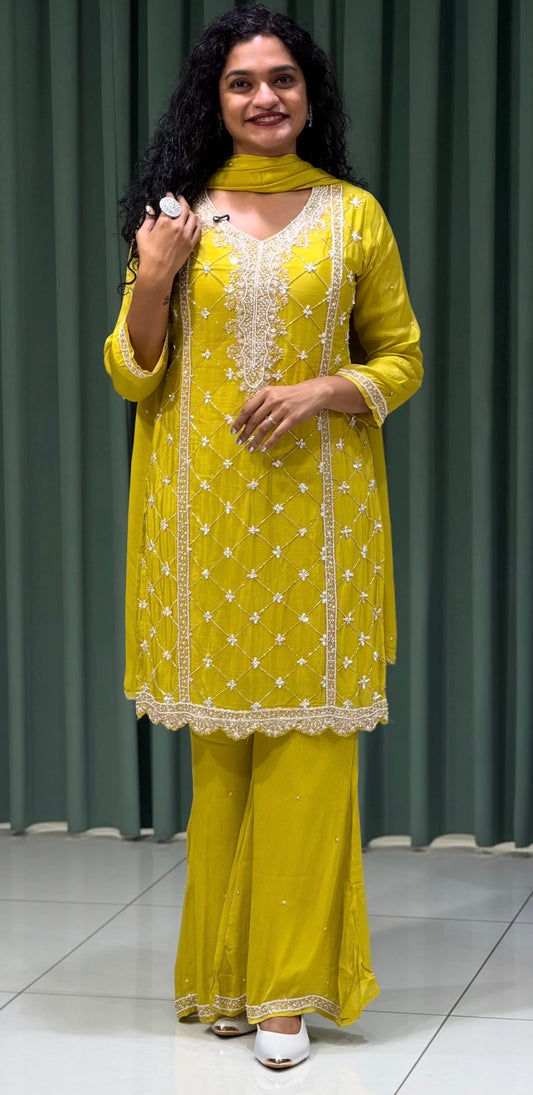 PARTY WEAR TOP,BOTTOM AND DUPATTA - IHA 31310