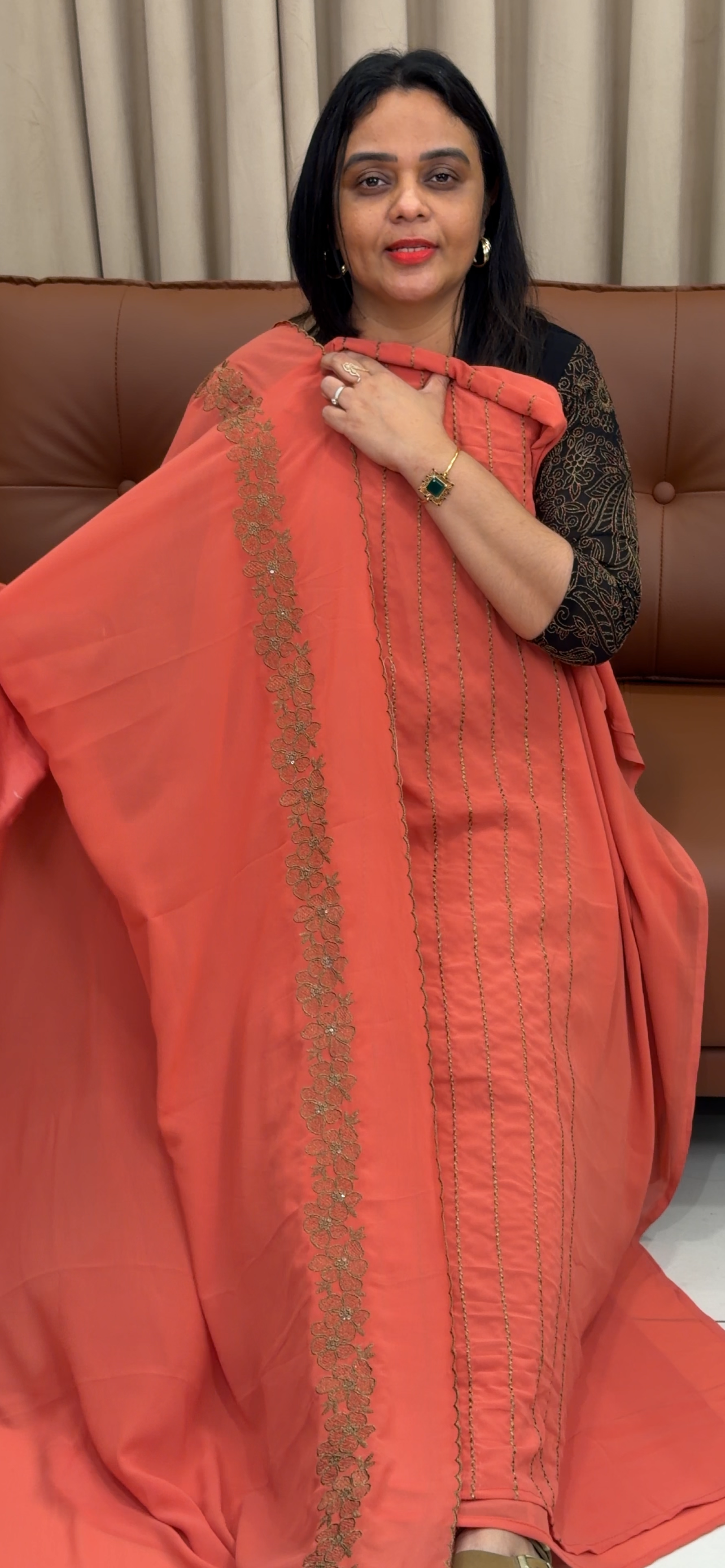 HAND WORKED UNSTITCHED SALWAR SUITS - IHA 33457