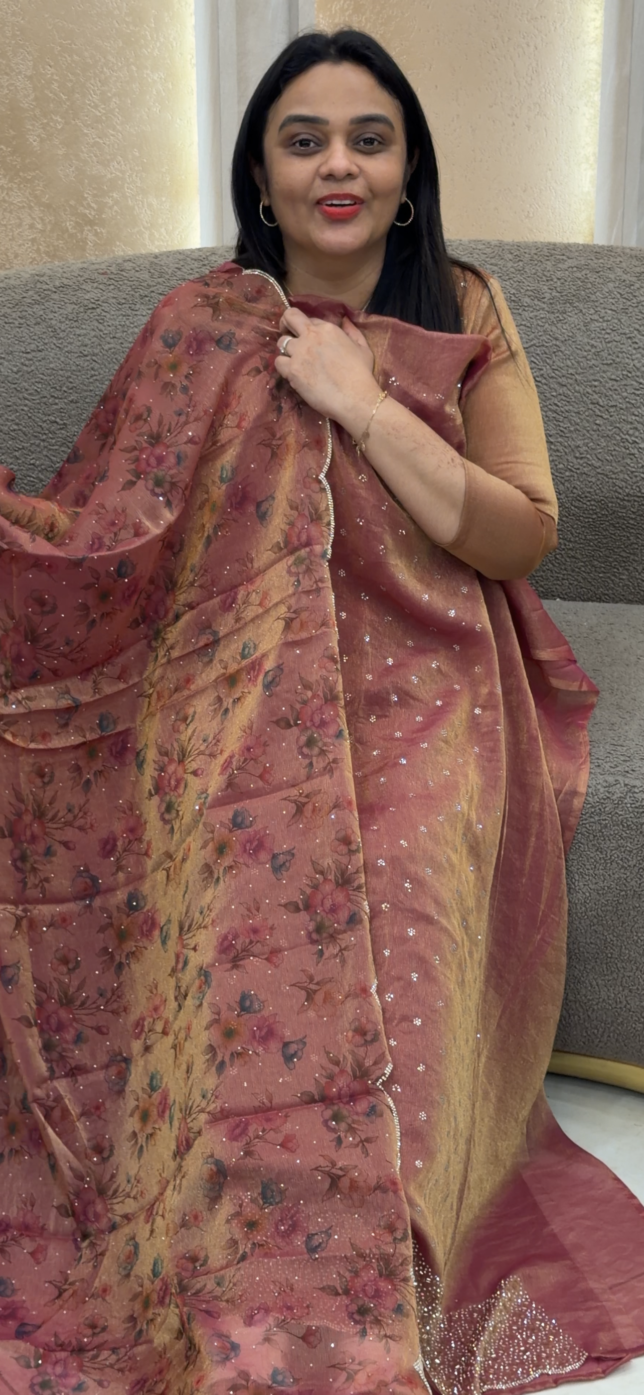 SHIMMER TISSUE UNSTITCHED SALWAR SUITS - IHA 33200