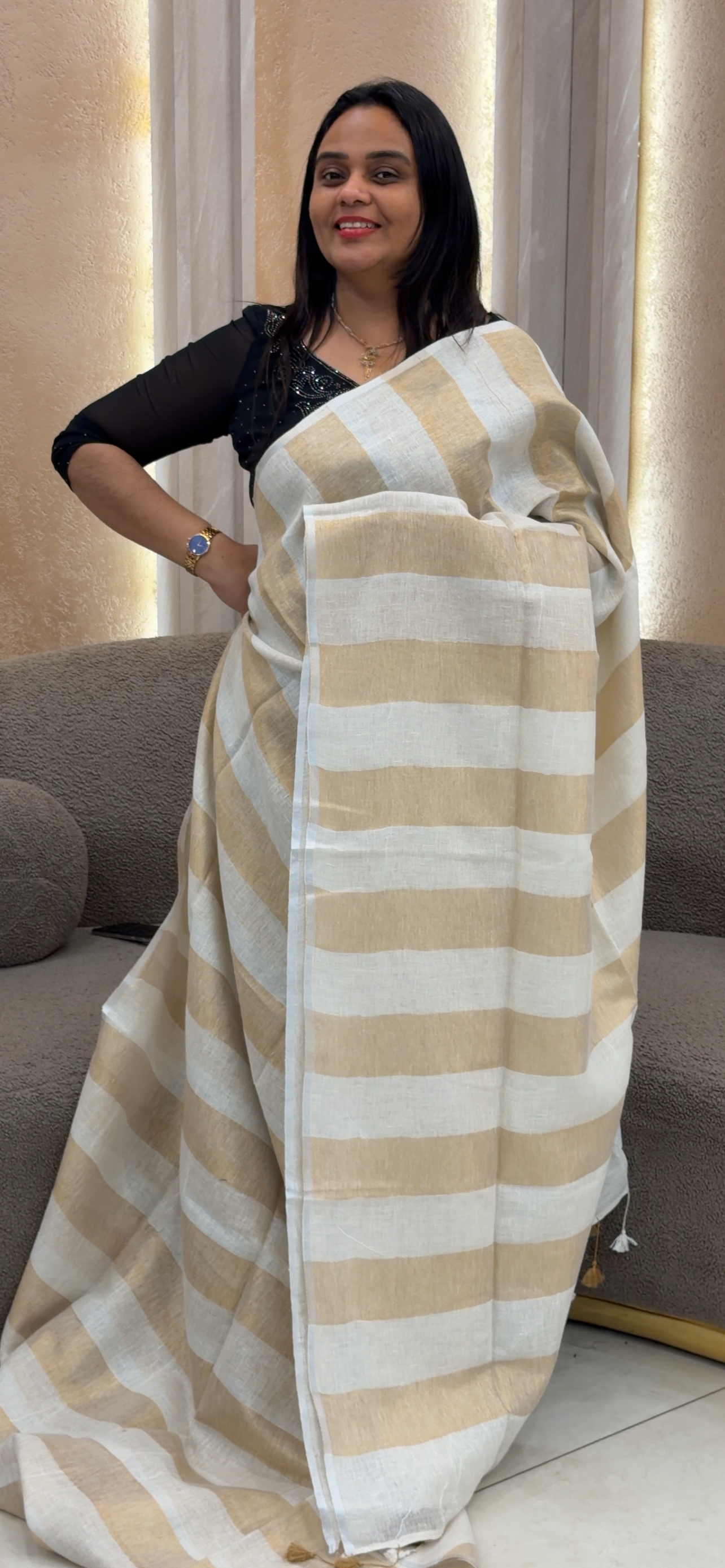 LINEN SAREES - IHA 32507