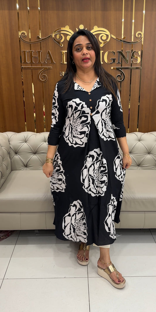 IHA'S IN-HOUSE PRINTED ALINE TOPS - IHA 25794