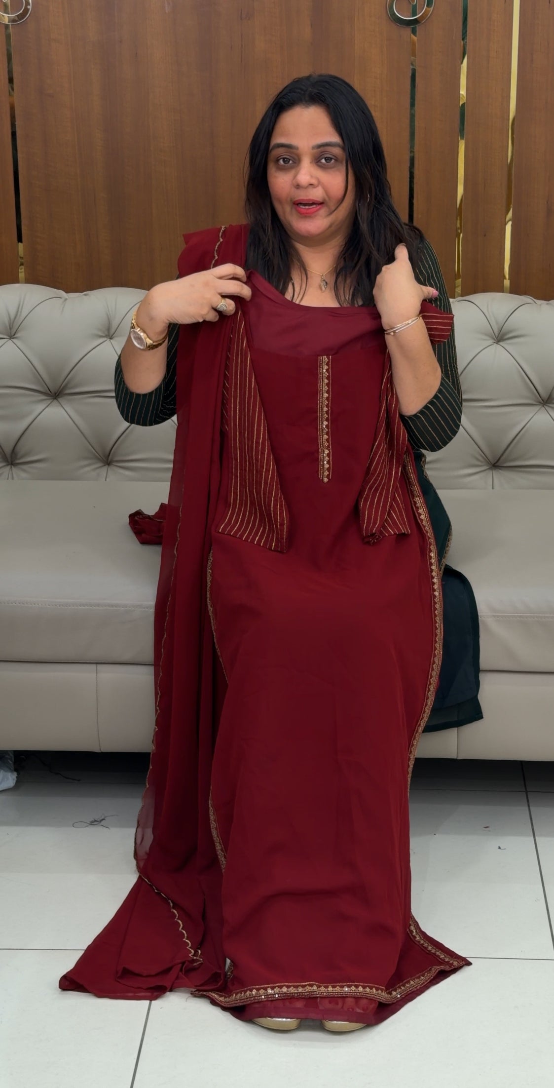 IHA'S IN-HOUSE GEORGETTE TOP,BOTTOM AND DUPATTA - IHA 29301