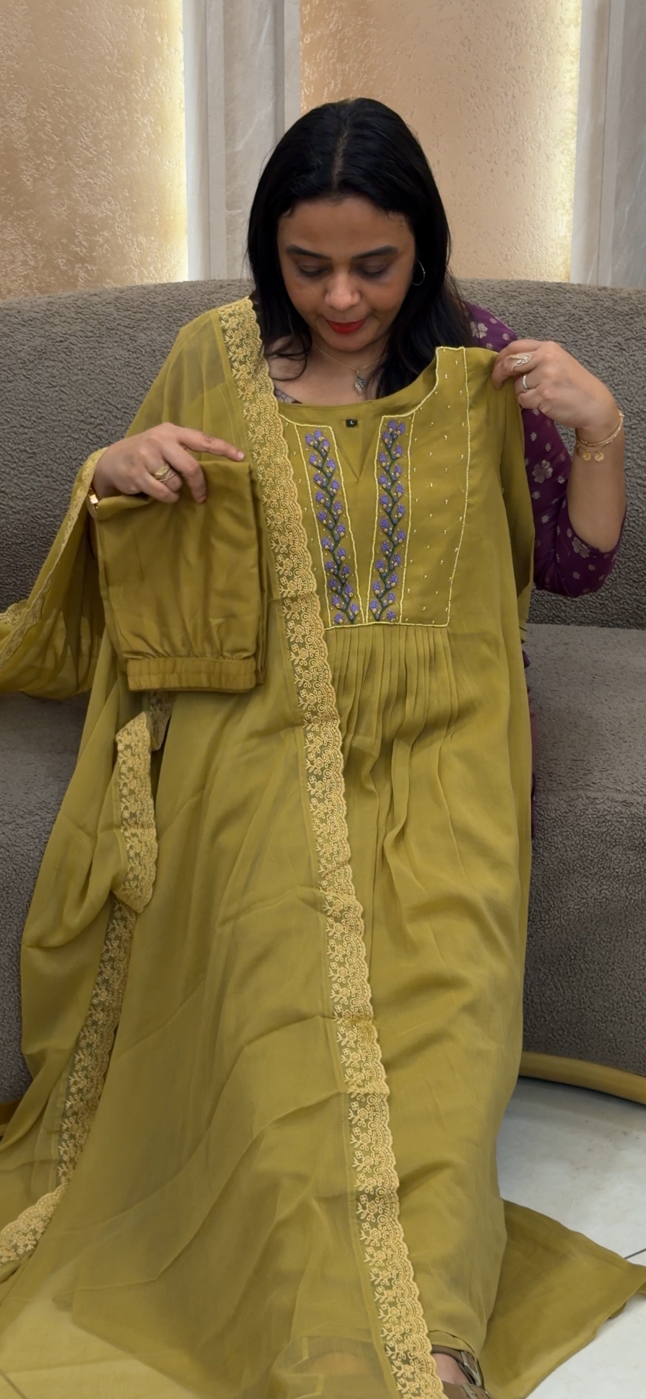 MUL CHIFFON TOP, BOTTOM AND DUPATTA  - IHA 33206