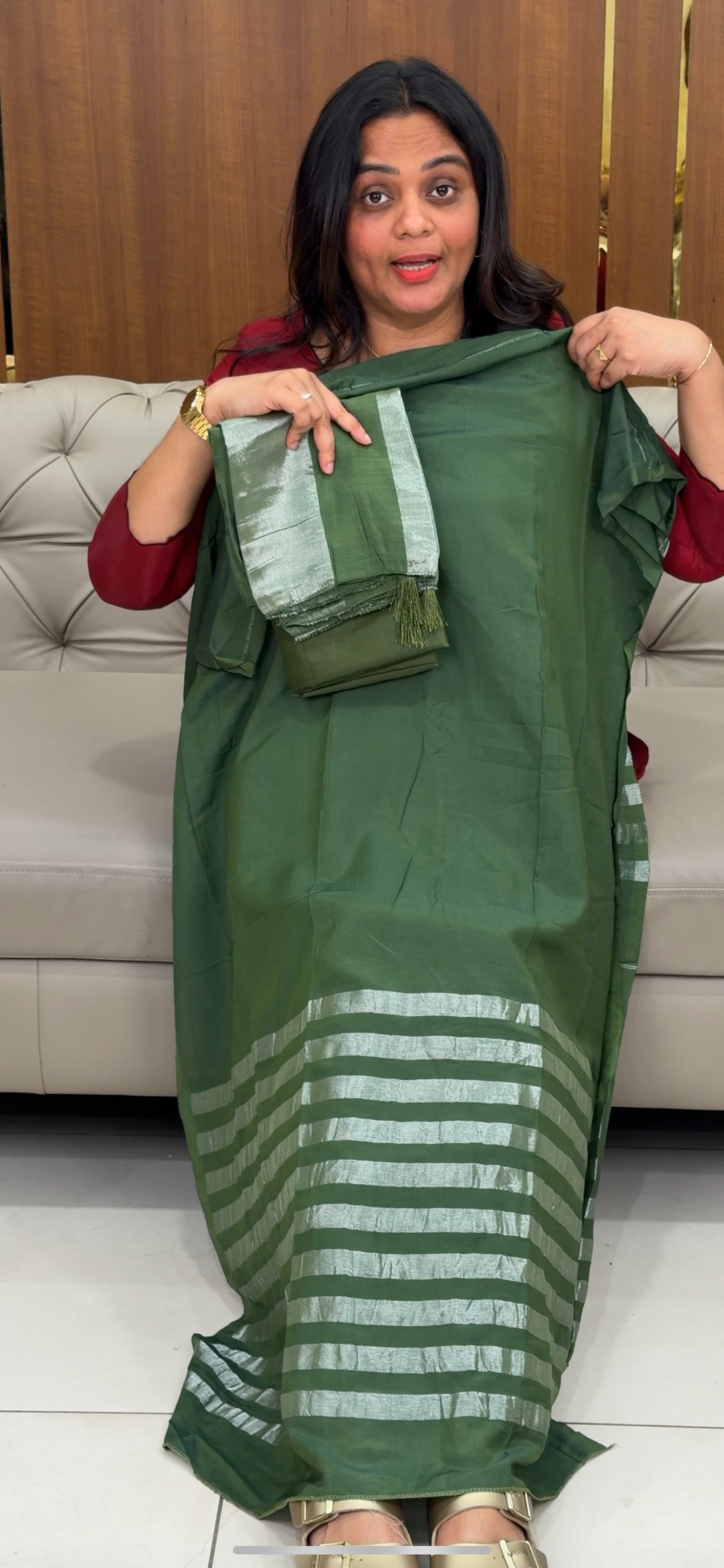 MUL CHANDERI UNSTITCHED SALWAR SUITS - IHA 29856