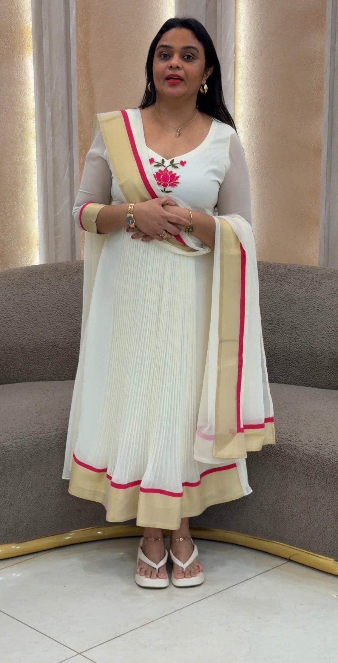 IHA'S IN-HOUSE HGEORGETTE  ALINE TOP ONLY- IHA 33505
