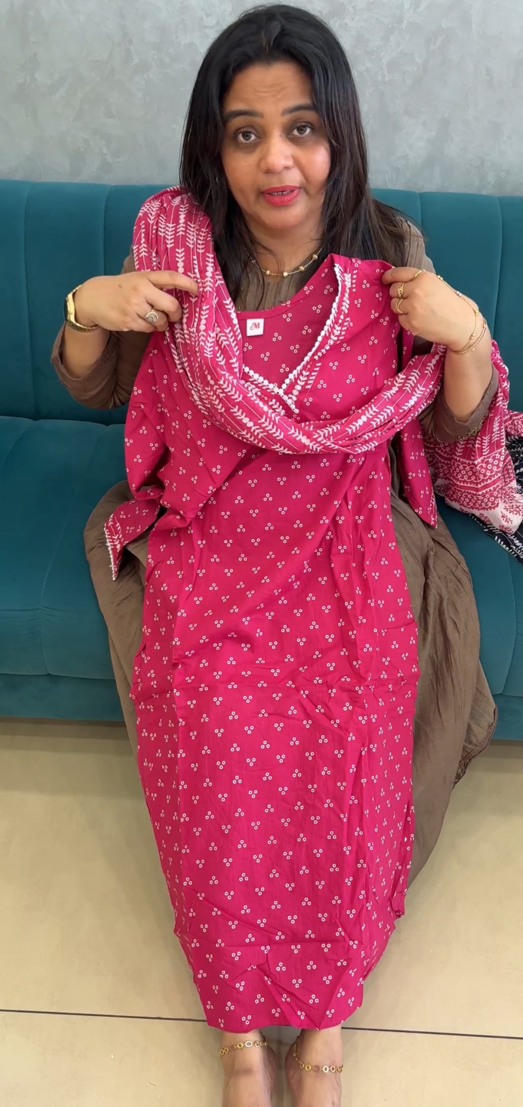 PRINTED COTTON TOP,BOTTOM AND DUPATTA - IHA 26821