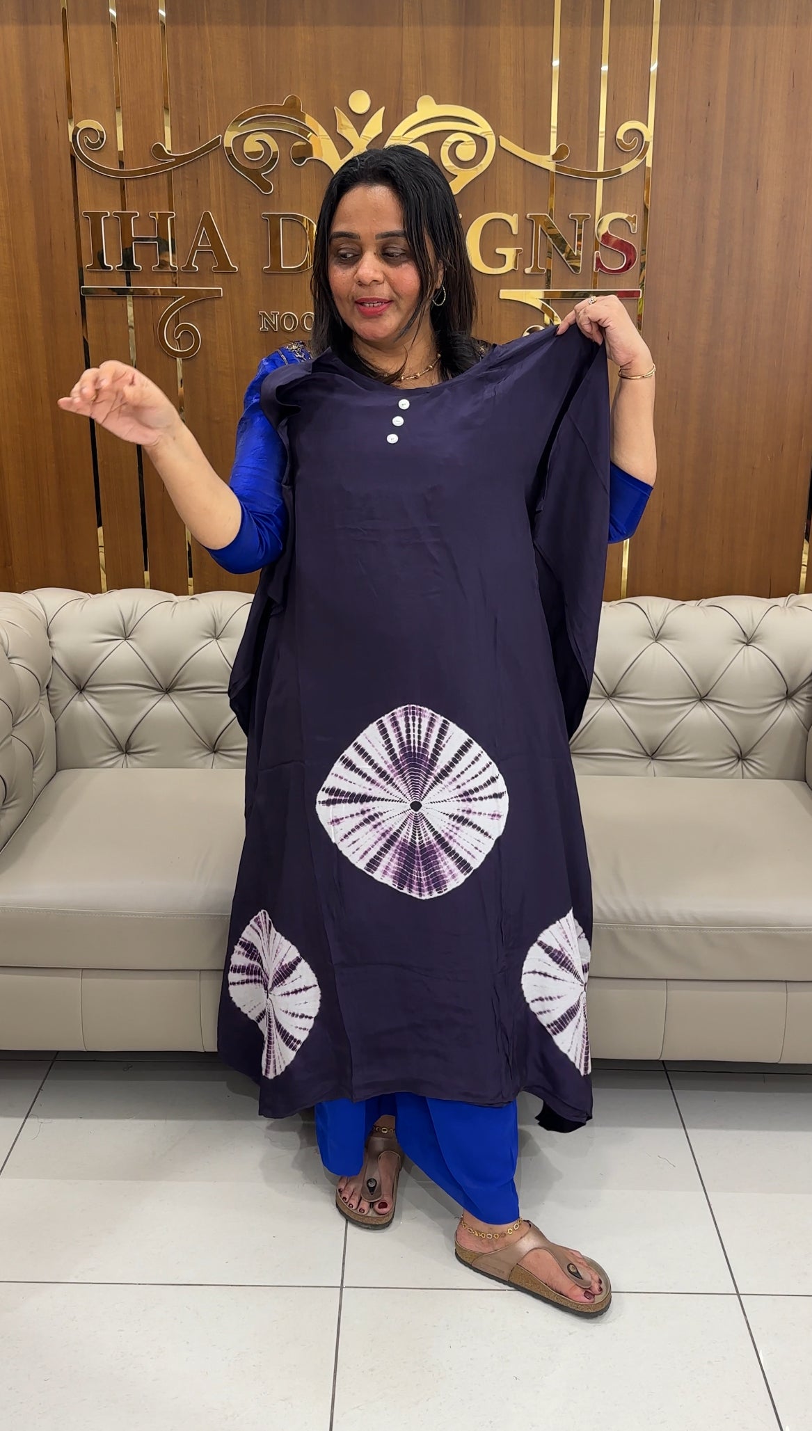 CRAPE SILK KAFTAN TOP AND BOTTOM - IHA 27145