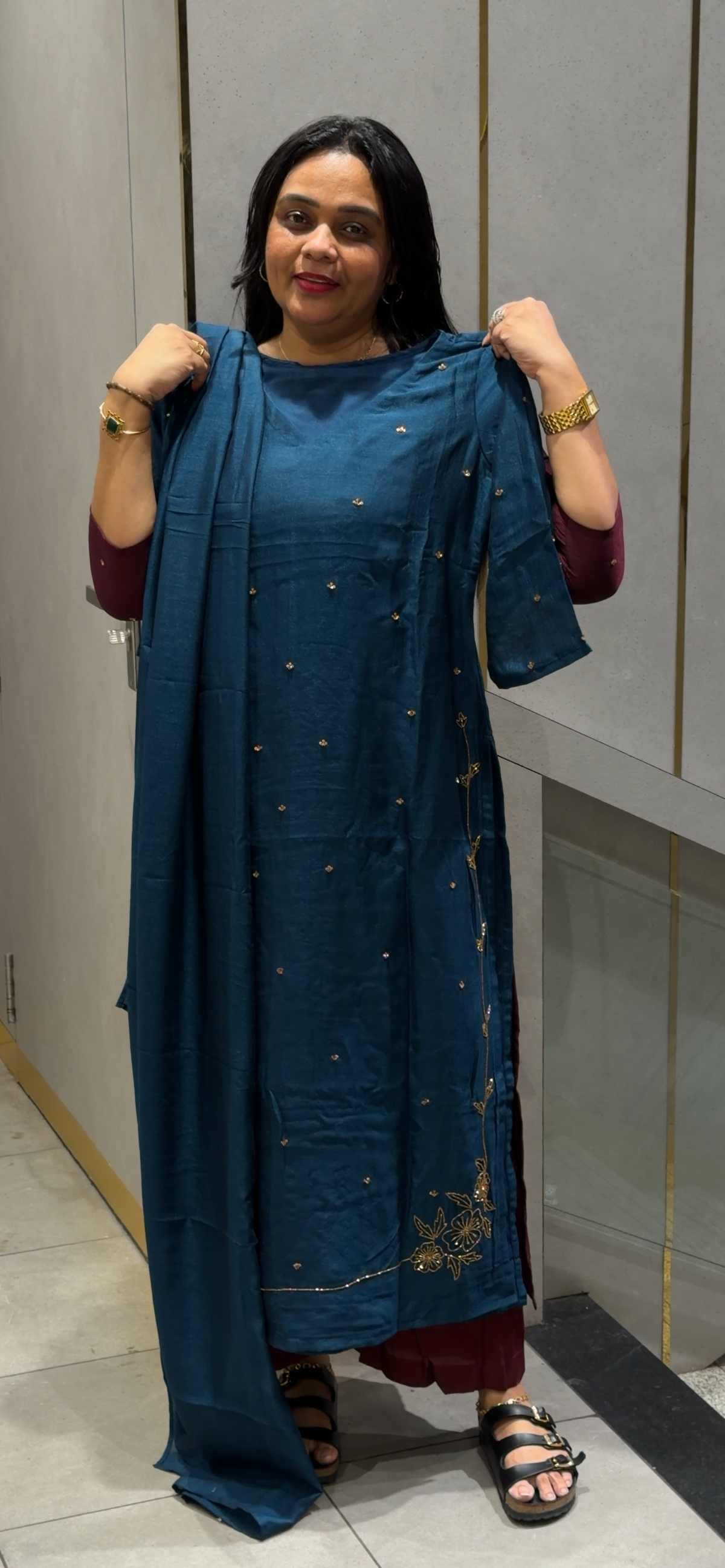 IHA'S IN-HOUSE SEMI RAW SILK TOP, BOTTOM AND DUPATTA - IHA 35293