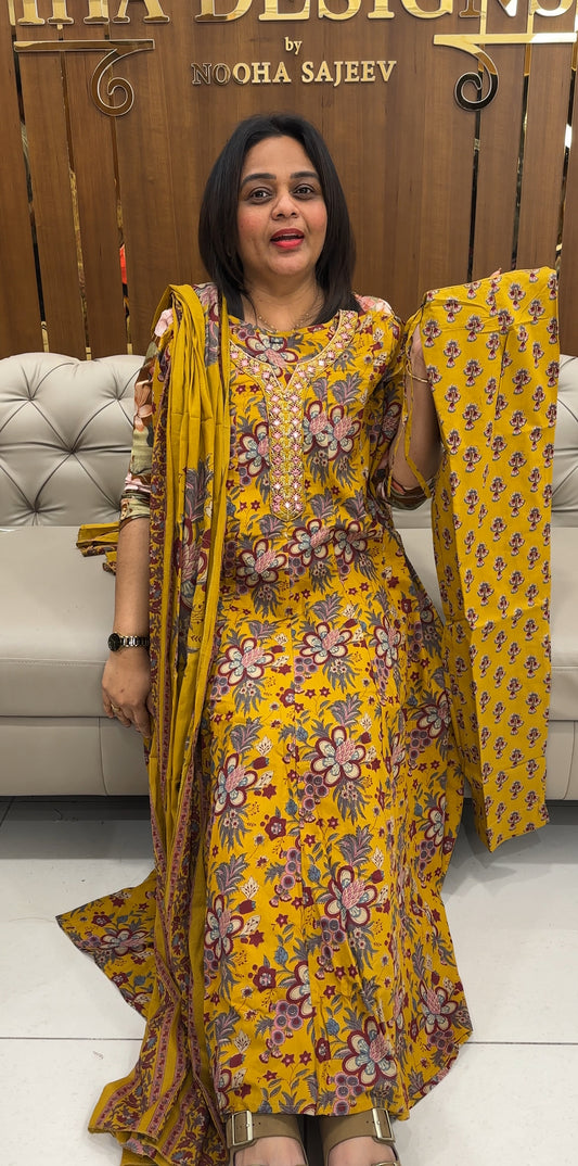 PRINTED ANARKALI TOP ,BOTTOM AND DUPATTA - IHA 25326