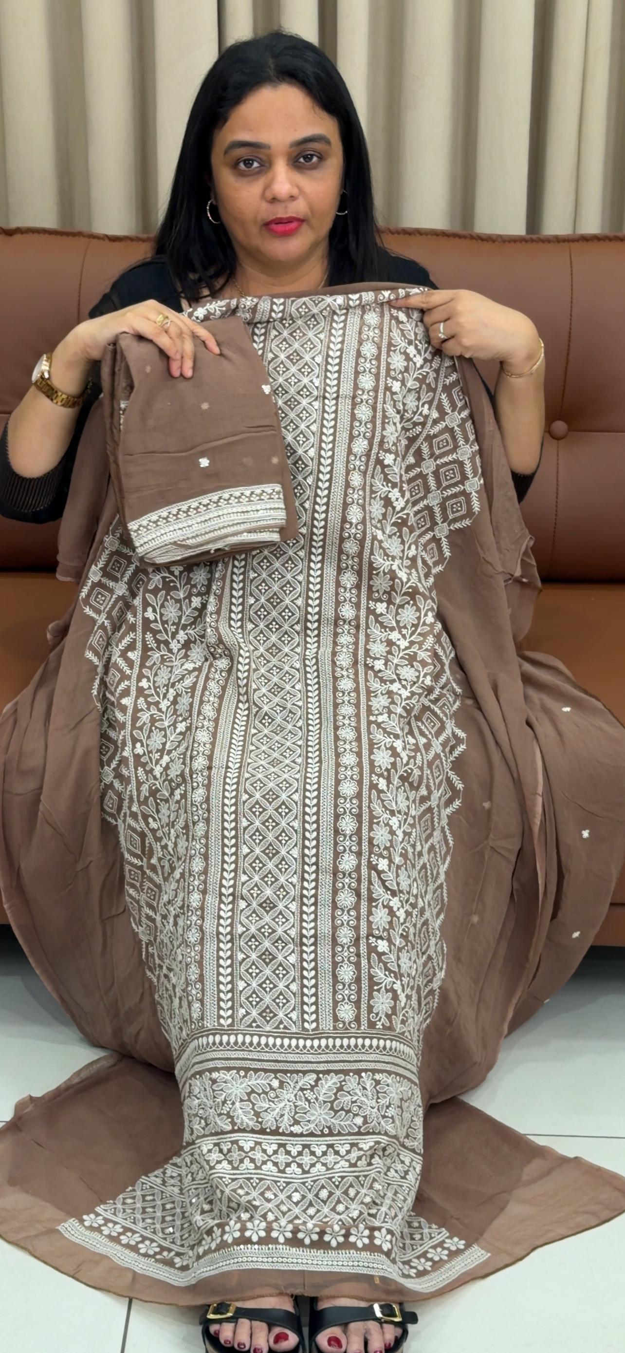 VISCOSE GEORGETTE UNSTITCHED SALWRA SUITS - IHA 33956