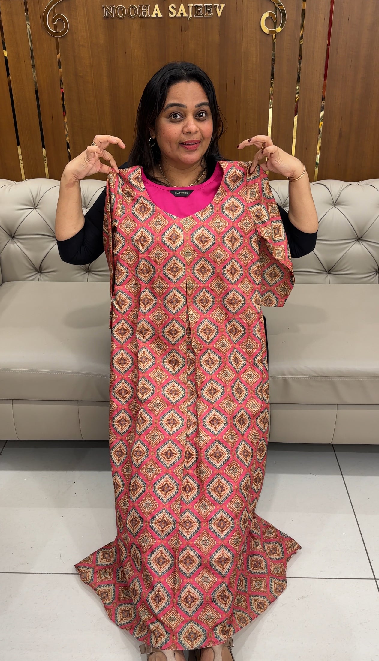 PRINTED SEMI RAW SILK TOPS - IHA 27090