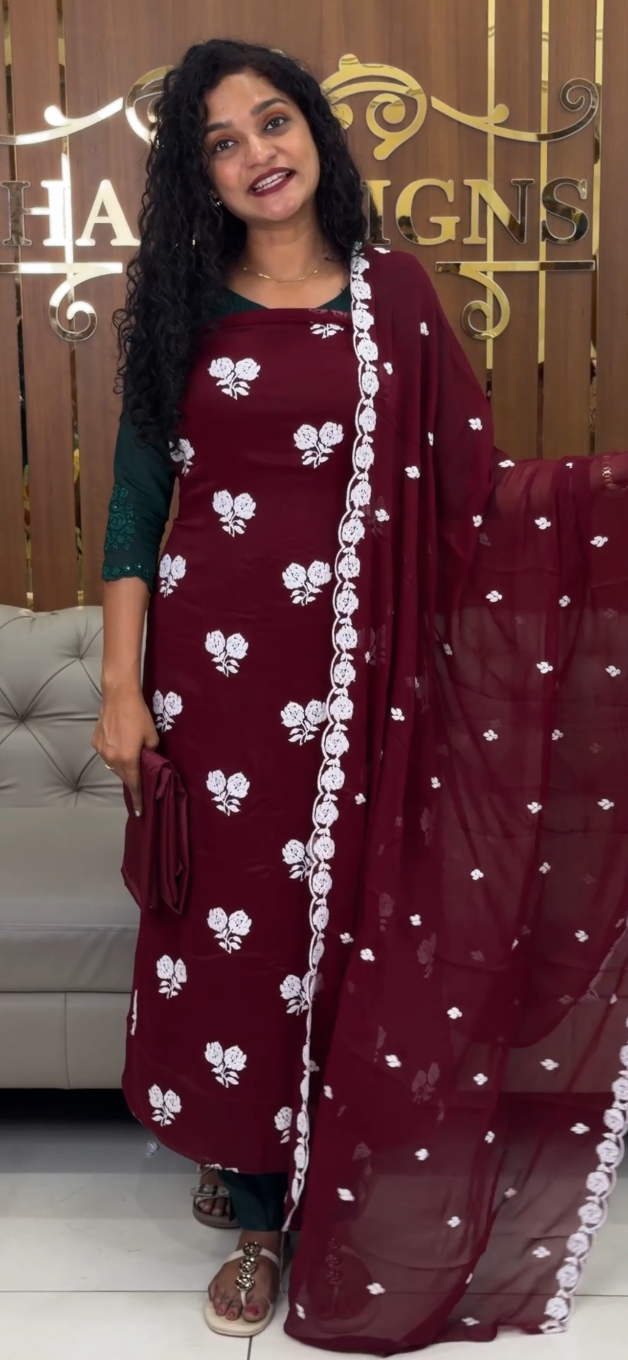 CHIKANKARI UNSTITCHED SALWAR SUITS - IHA 32593
