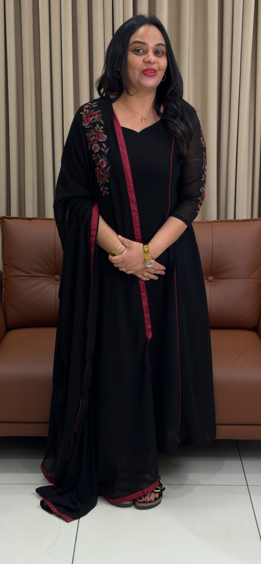 FAUX GEORGETTE TOP BOTTOM AND DUPATTA - IHA 34336
