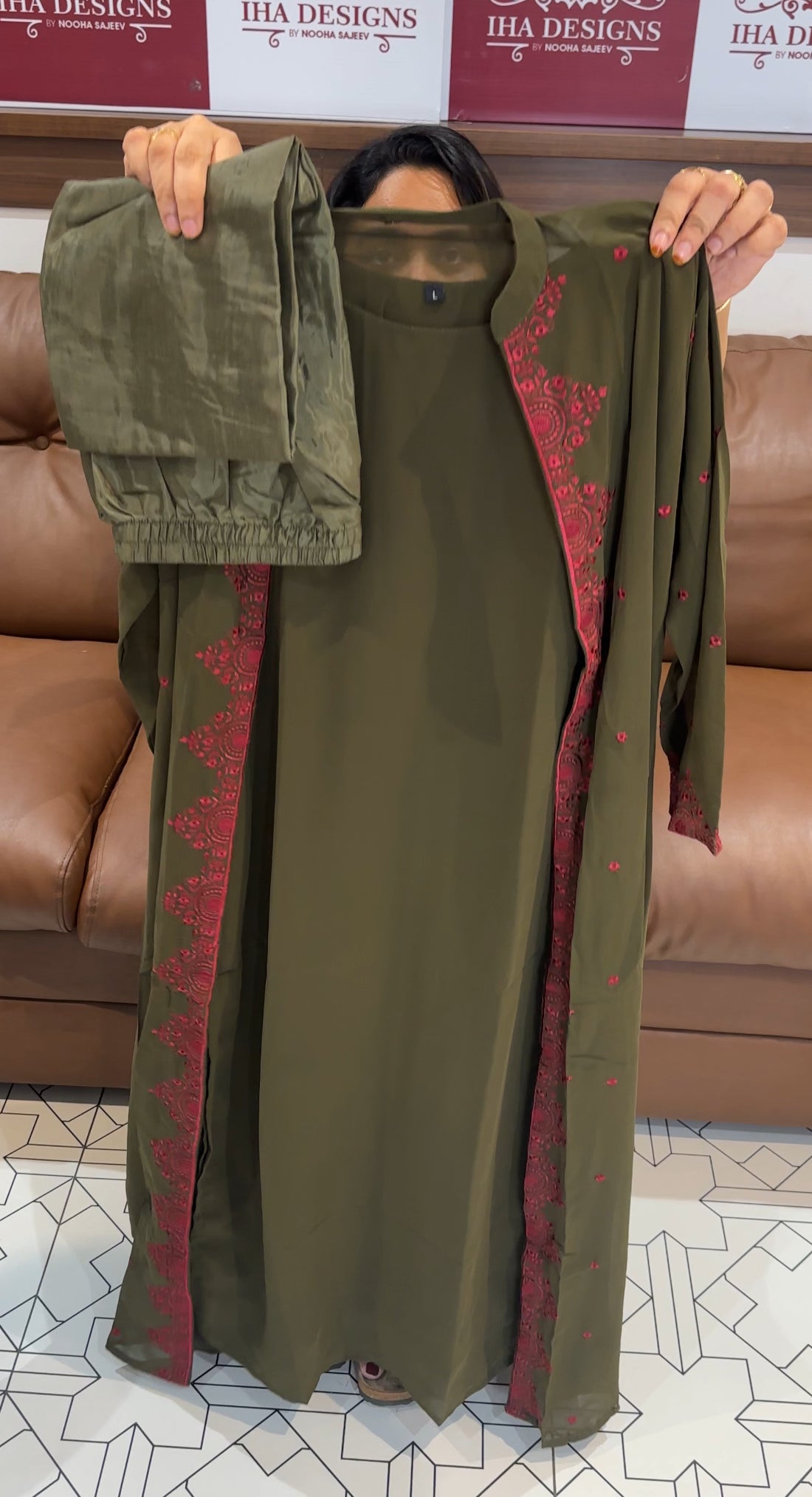 GEORGETTE TOP ,JACKET AND BOTTOM - IHA 26218