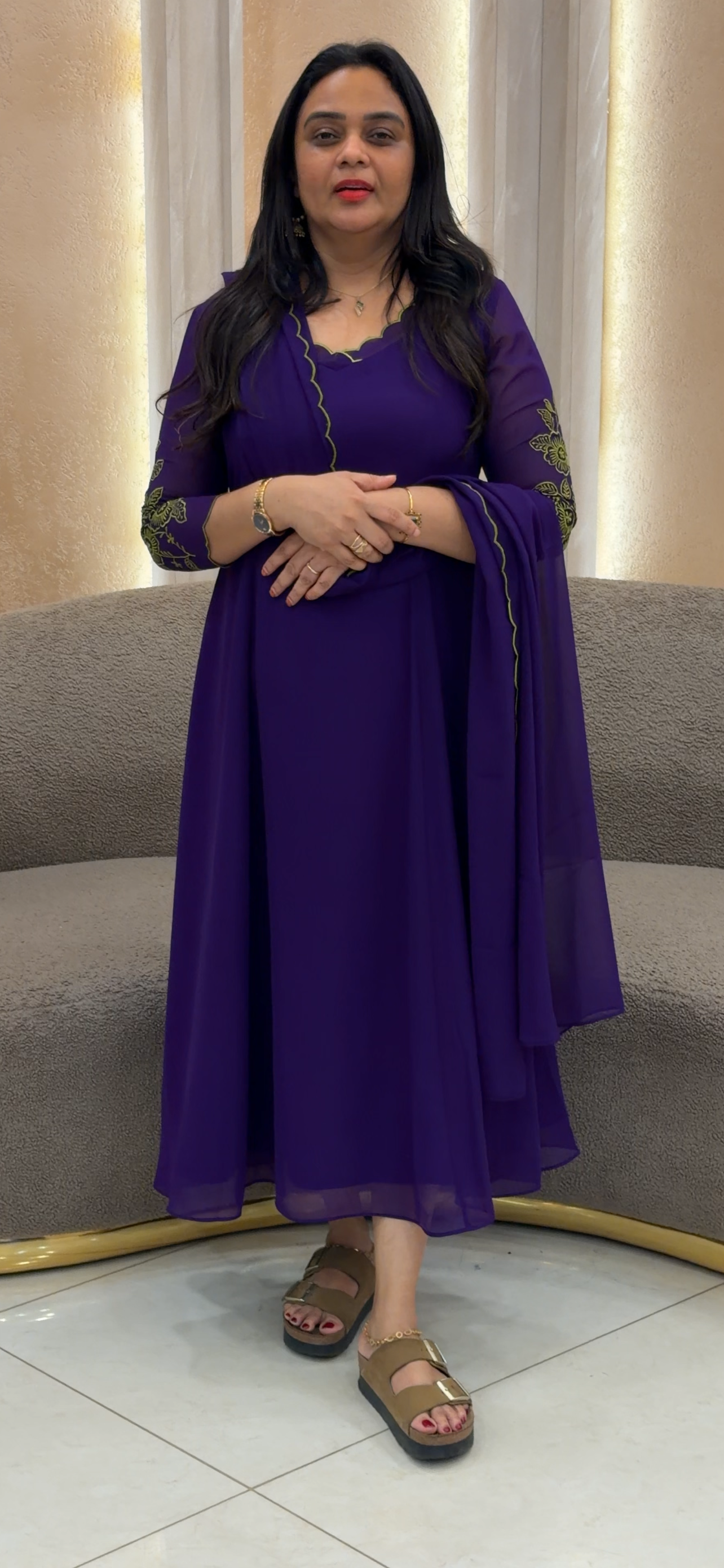 IHA'S IN-HOUSE GEORGETTE ALINE TOP AND DUPATTA - IHA 35186