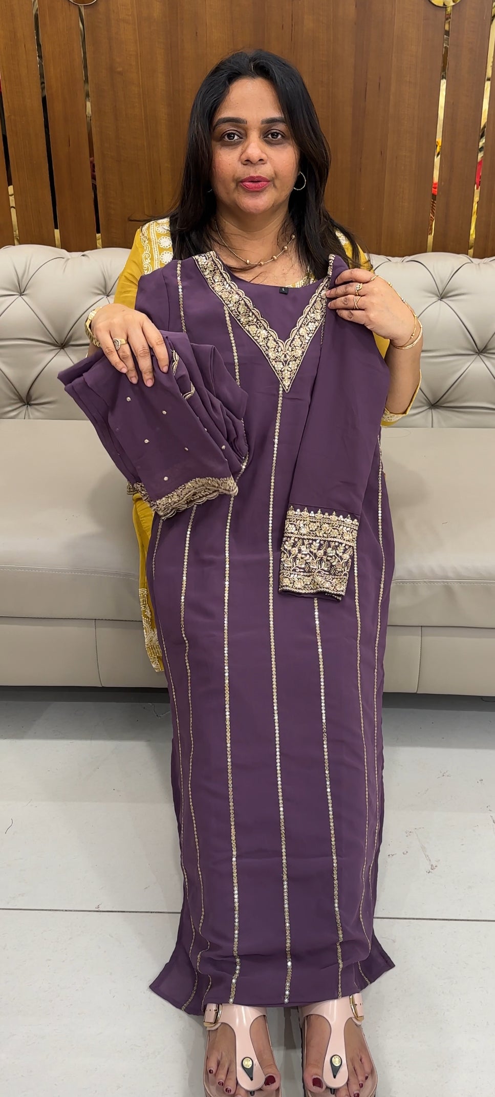 FAUX GEORGETTE TOP,BOTTOM AND DUPATTA - 26967