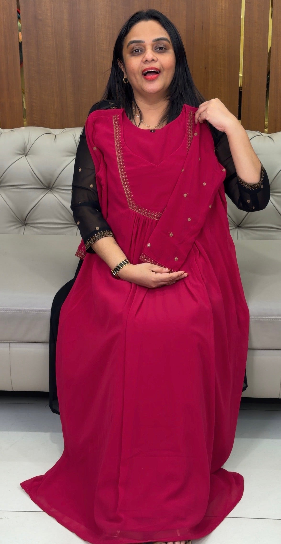 FAUX GEORGETTE ALINE TOPS - IHA 32575