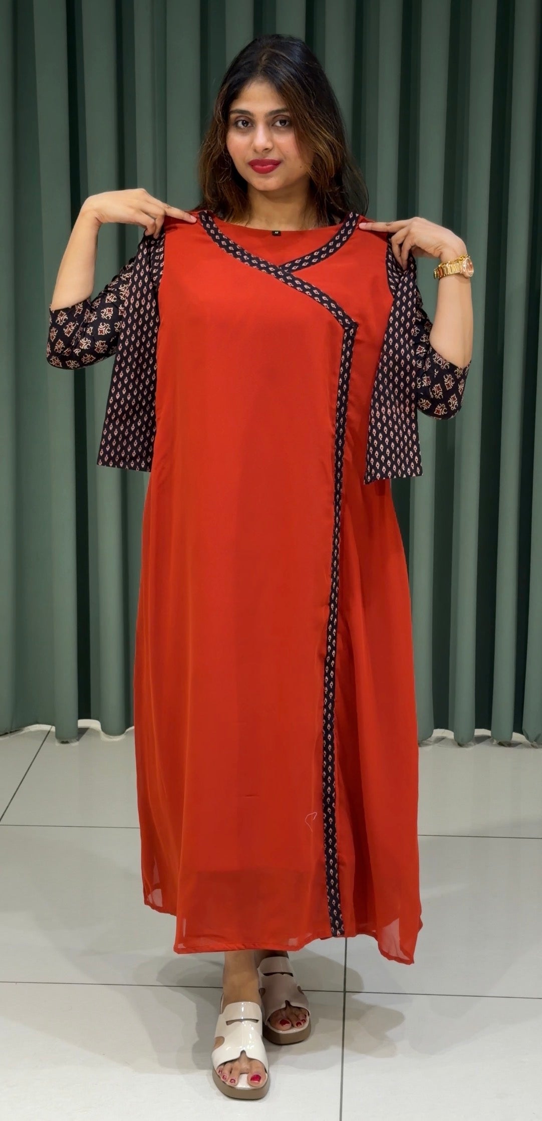 FAUX GEORGETTE ALINE TOPS - IHA 36017