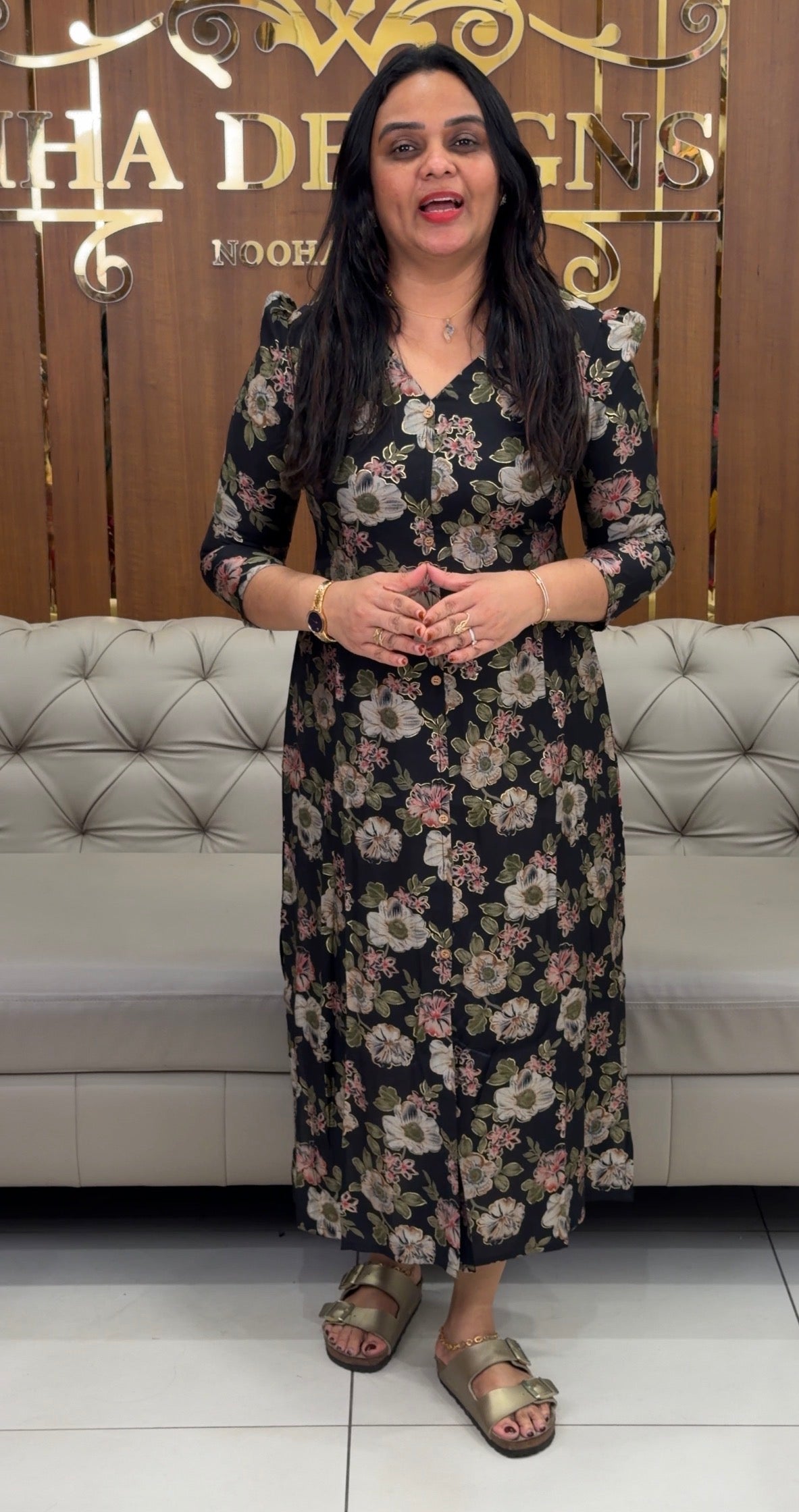 IHA'S IN-HOUSE PRINTED MUL CHANDERI ALINE TOPS - IHA 32276
