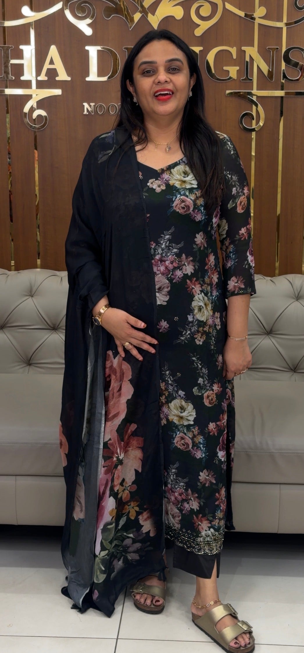 PRINTED CHINON UNSTITCHED SALWAR SUITS - IHA 32385