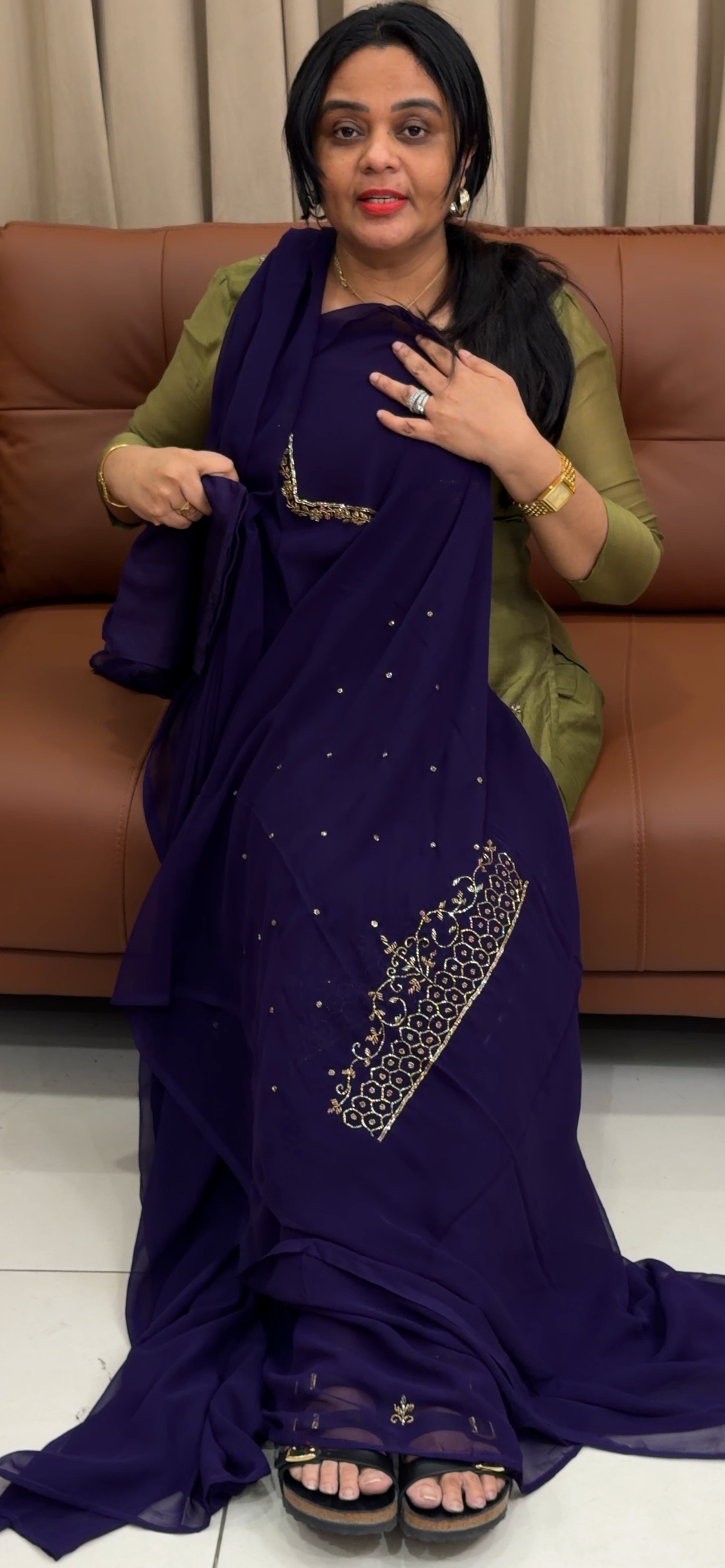 HANDWORKED UNSTITCHED SALWAR SUITS - IHA 35370