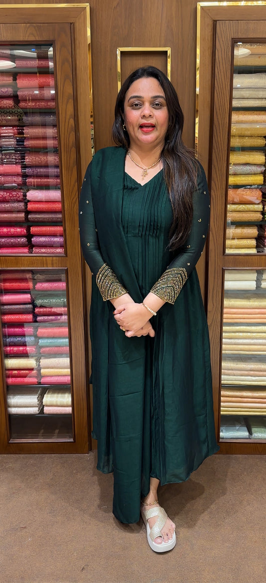 FORWARD SEMI RAW SILK ALINE TOP AND DUPATTA - IHA 22609