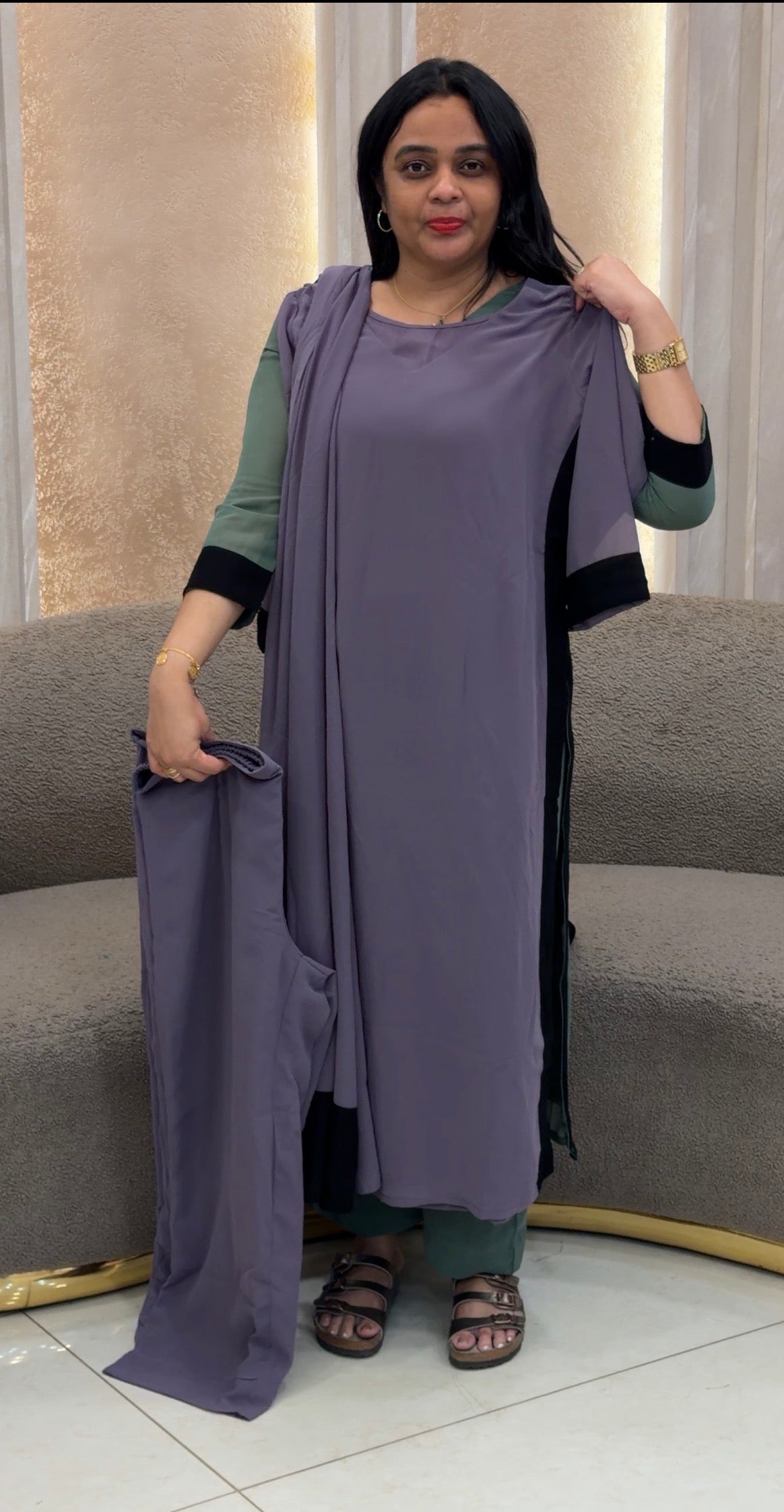IHA'S IN-HOUSE GEORGETTE TOP,BOTTOM AND DUPATTA - IHA 35865