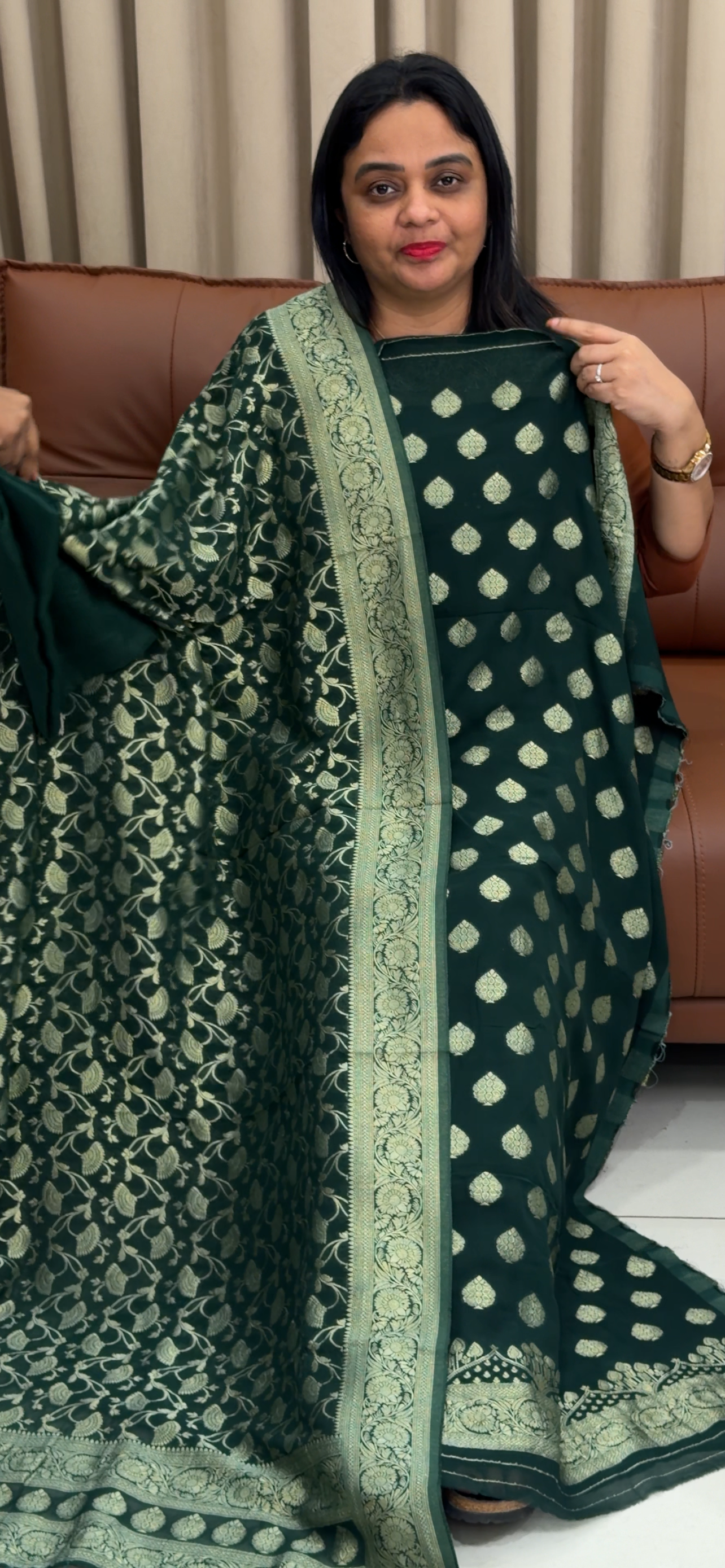 VISCOSE GEORGETTE BANARASI UNSTITCHED SALWAR SUITS - IHA 34261