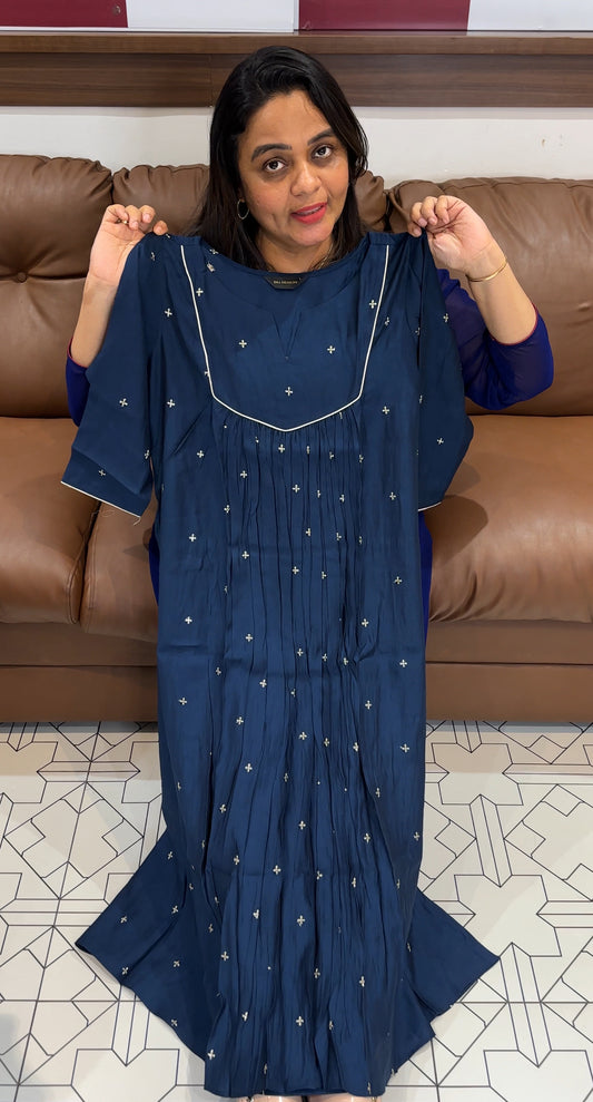 SEMI RAW SILK LONG A-LINE TOPS - IHA 27877