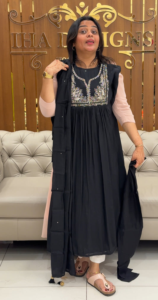 MALAI CHANDERI TOP,BOTTOM AND DUPATTA - IHA 27452