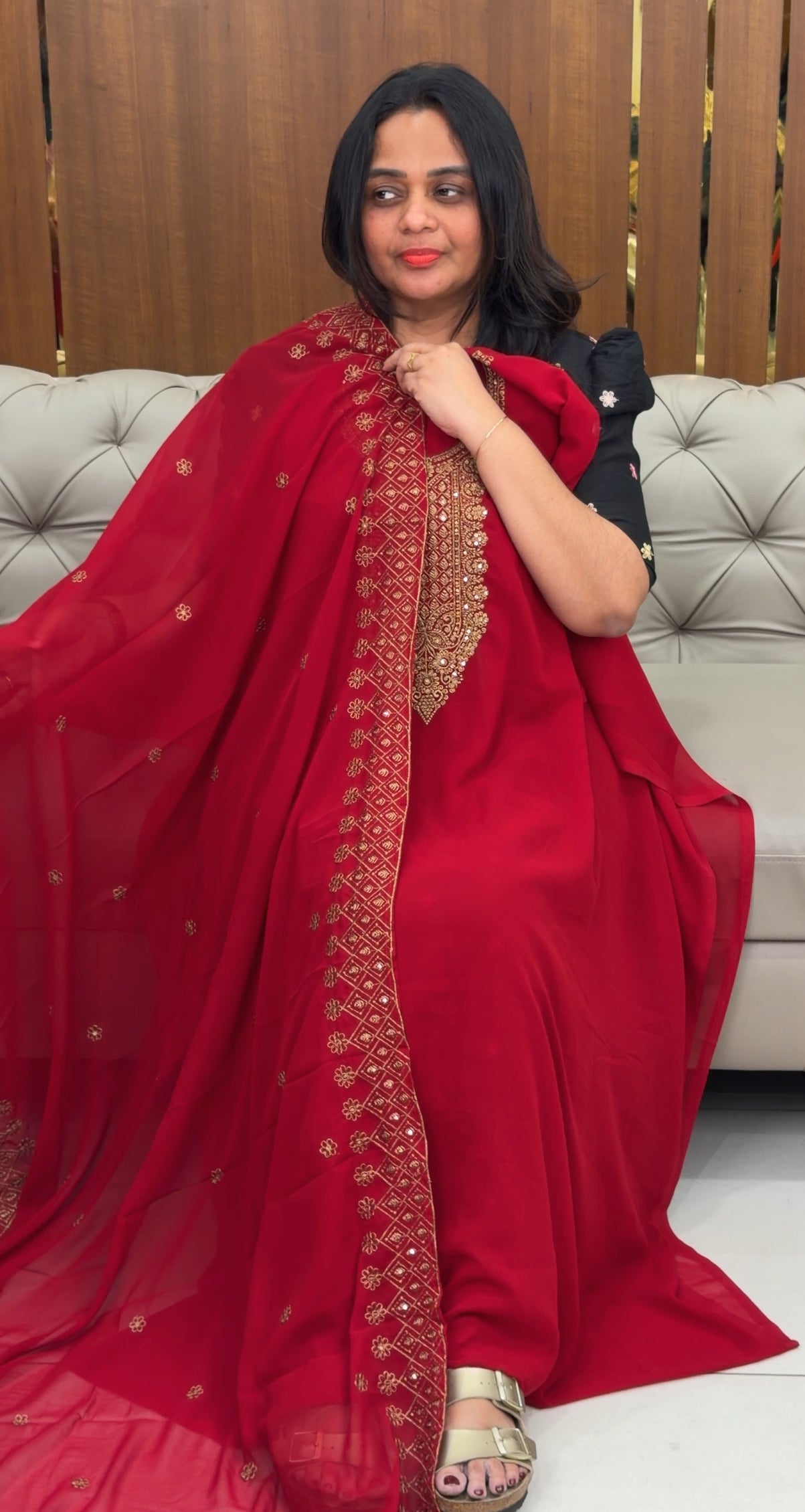 FAUX GEORGETTE UNSTITCHED SALWAR SUITS - IHA 29864