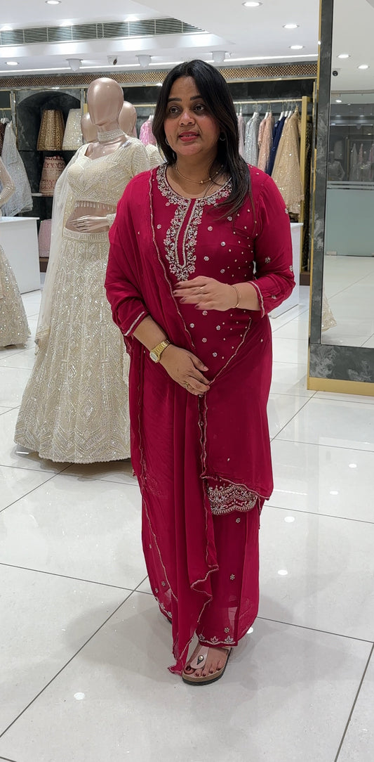 PARTY WEAR TOP,BOTTOM AND DUPATTA - IHA 27008