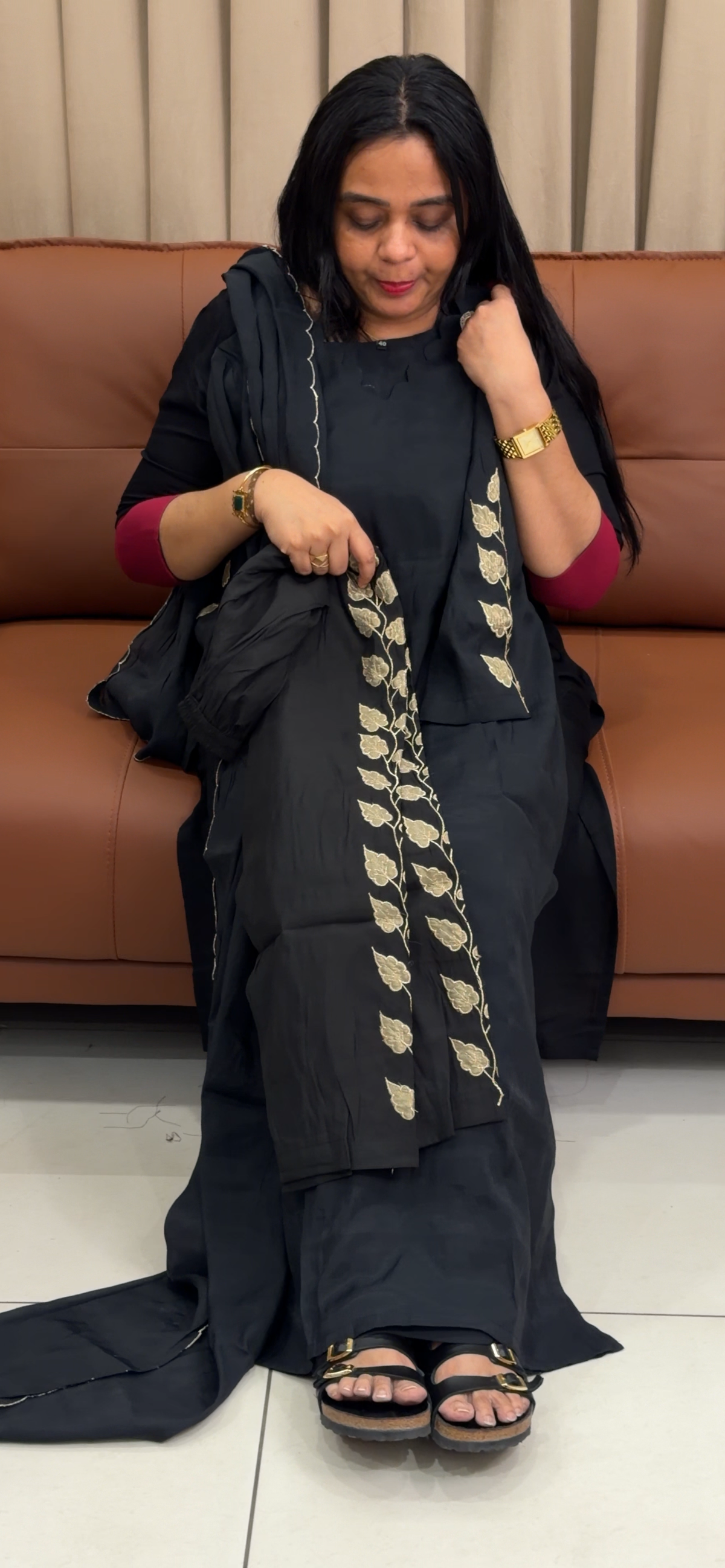 MUL CHANDERI TOP, BOTTOM AND DUPATTA - IHA 35307