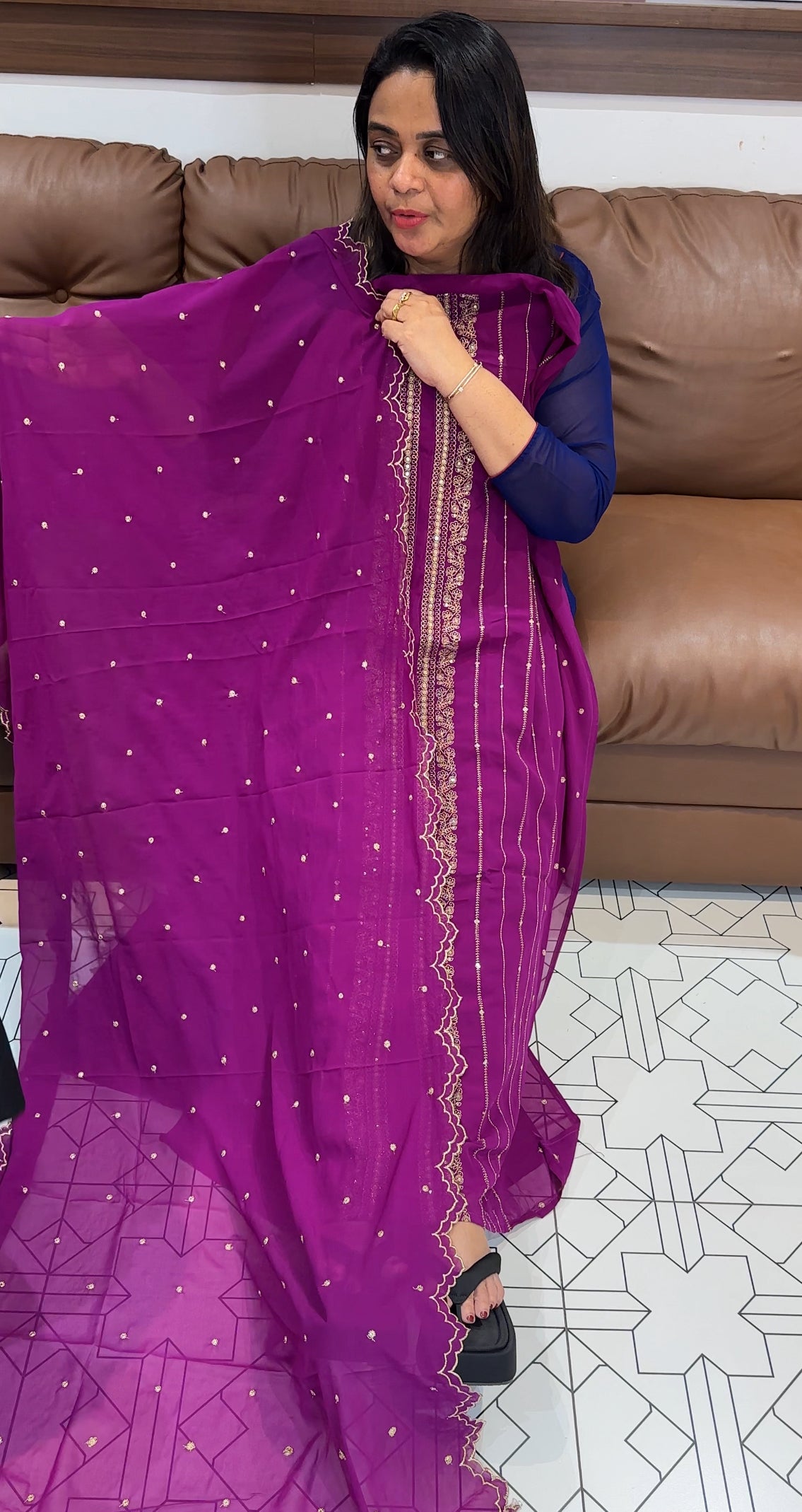 FAUX GEORGETTE UNSTITCHED SALWAR SUIST - IHA 27895