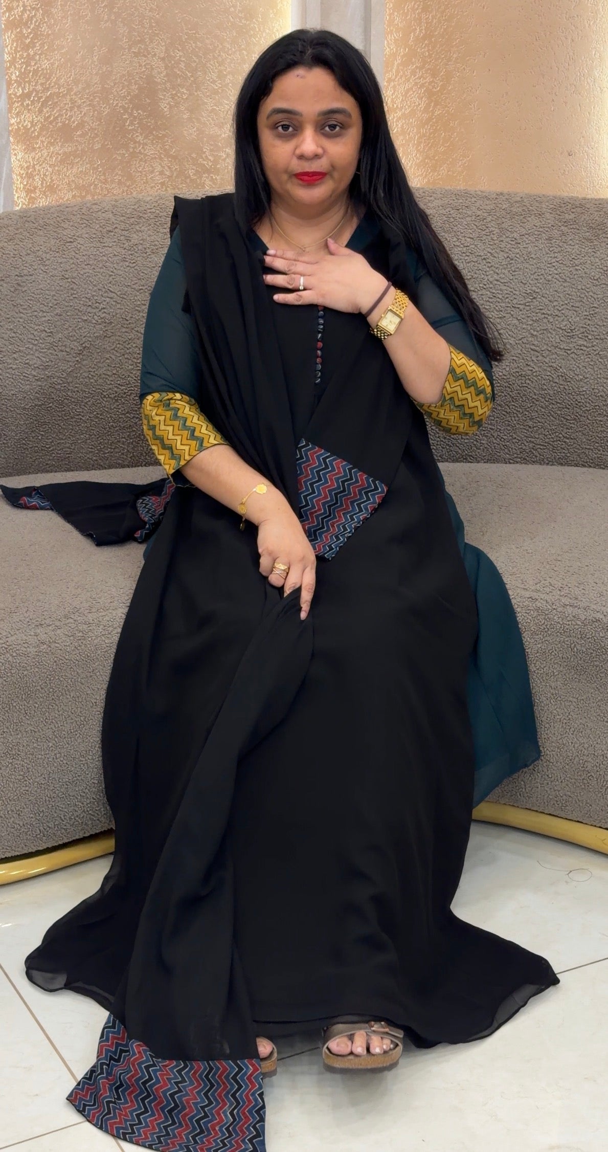 IHA'S IN-HOUSE FAUX GEORGETTE SLITTED TOP AND DUPATTA - IHA 35947