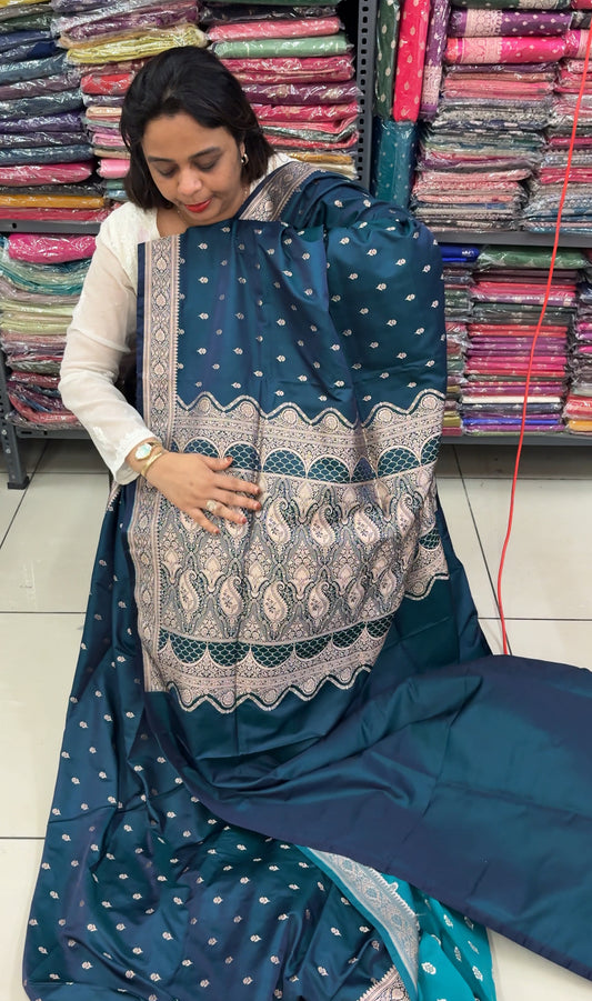 SEMI KATAN BANARASI SAREES - IHA 24623