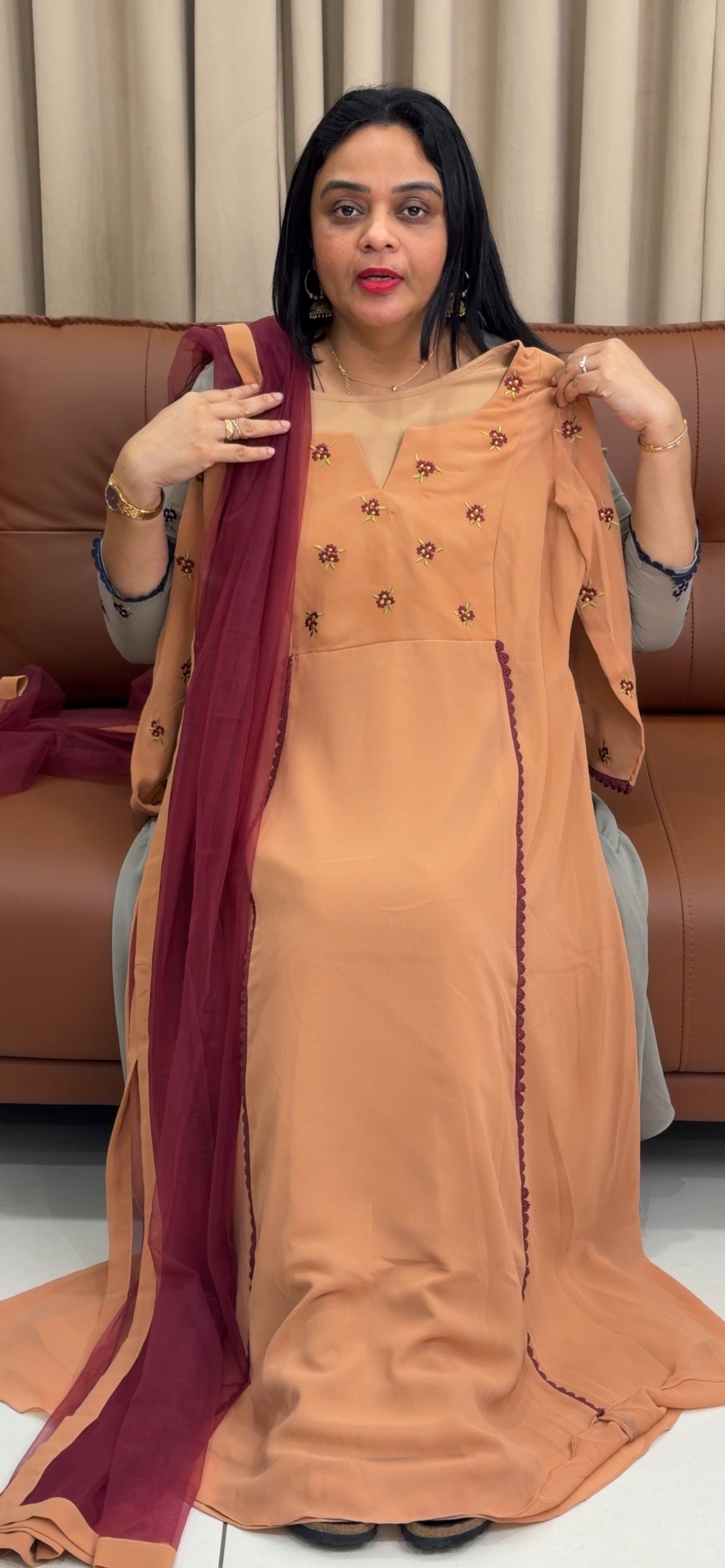 IHA'S IN-HOUSE FAUX GEORGETTE ALINE TOP AND DUPATTA - IHA 33994