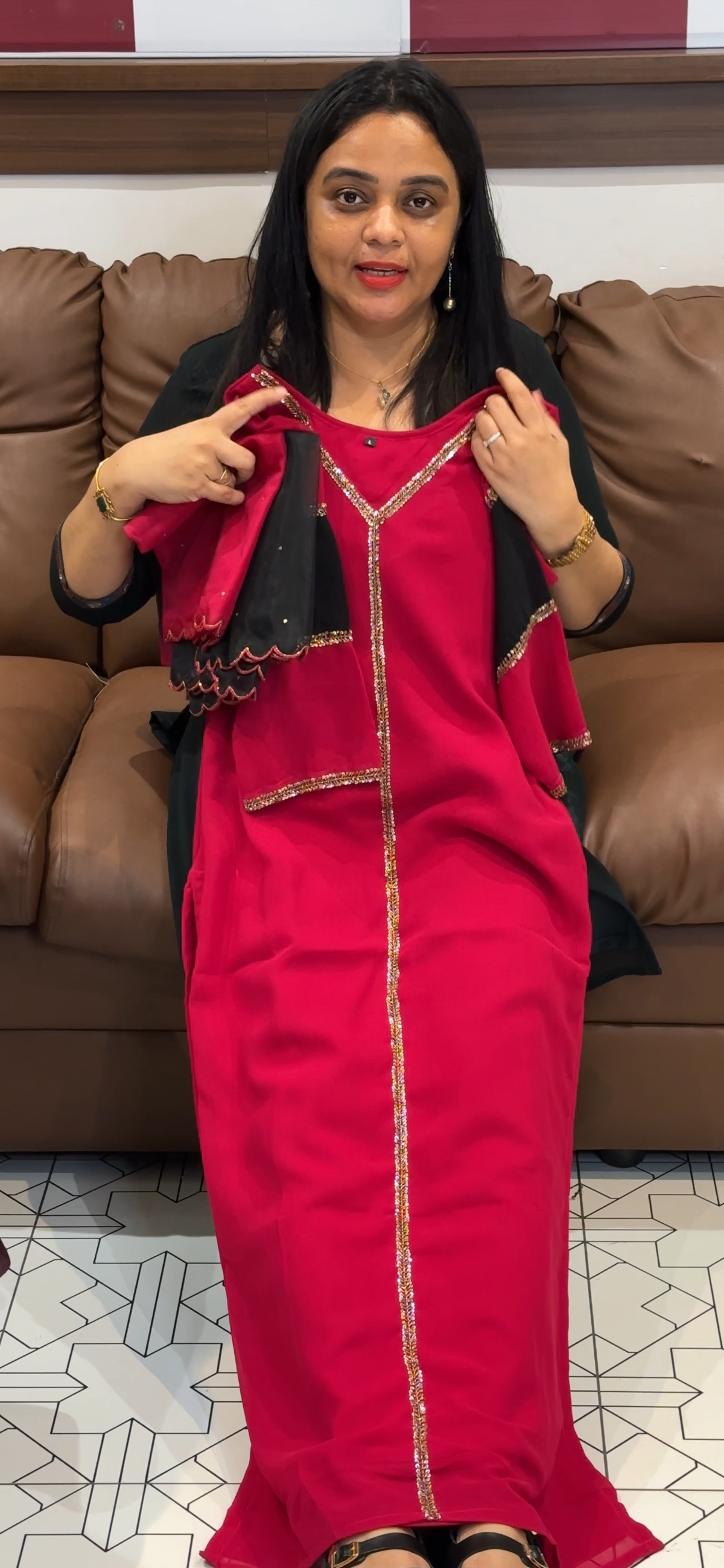 HANDWORKED TOP AND DUPATTA - IHA 35572
