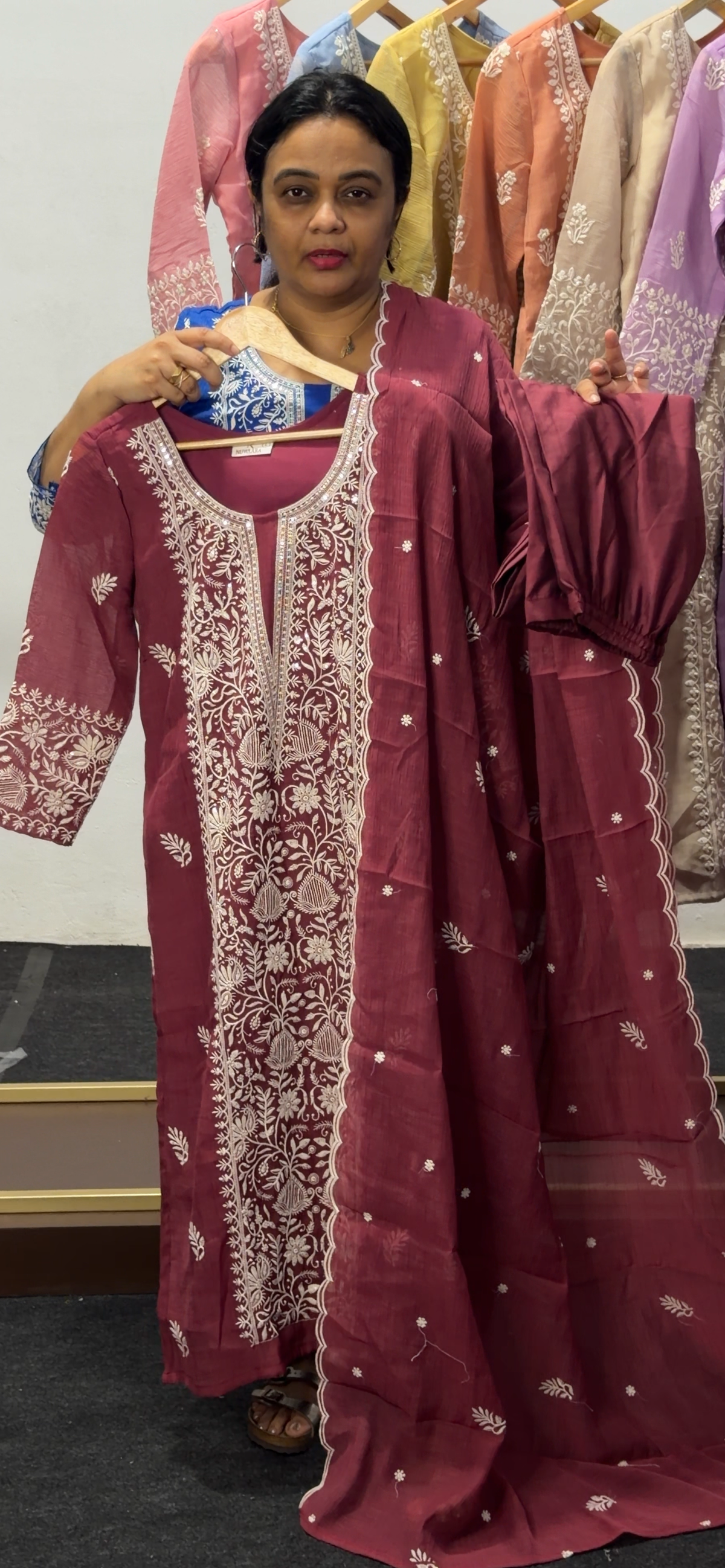 CHIKANKARI TOP, BOTTOM AND DUPATTA  - IHA 36065