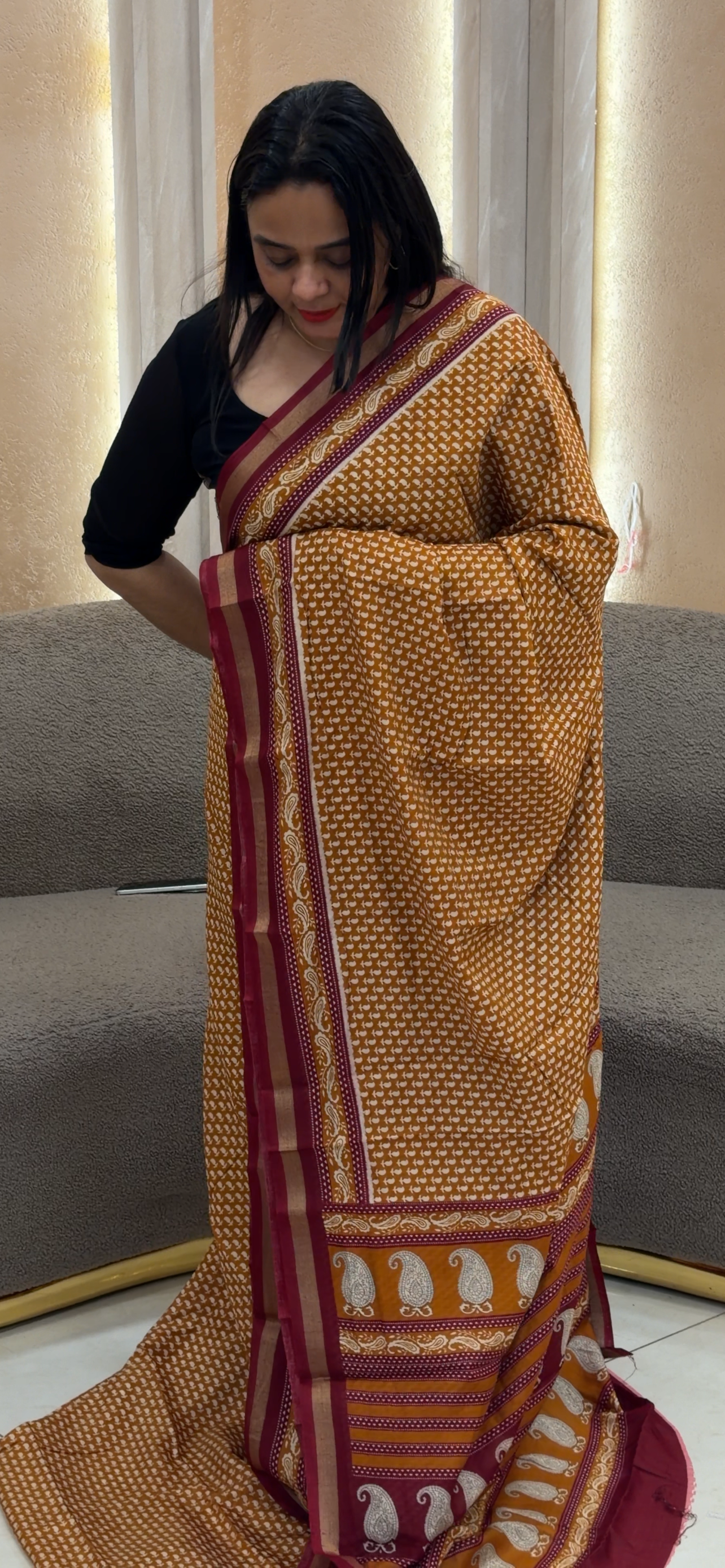 PRINTED CHANDERI  SAREES - IHA 33022