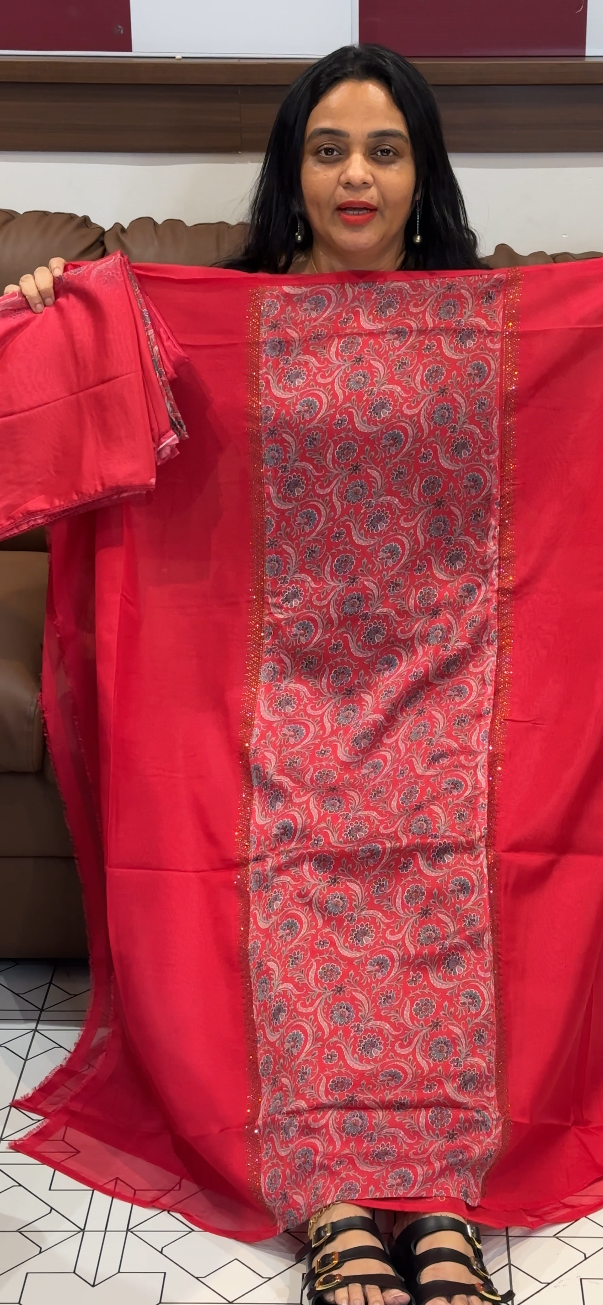 SOFT ORGANZA UNSTITCHED SALWAR SUITS - IHA 35532