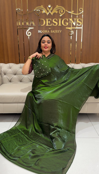 VELVET ORGANZA SAREES - IHA 26978